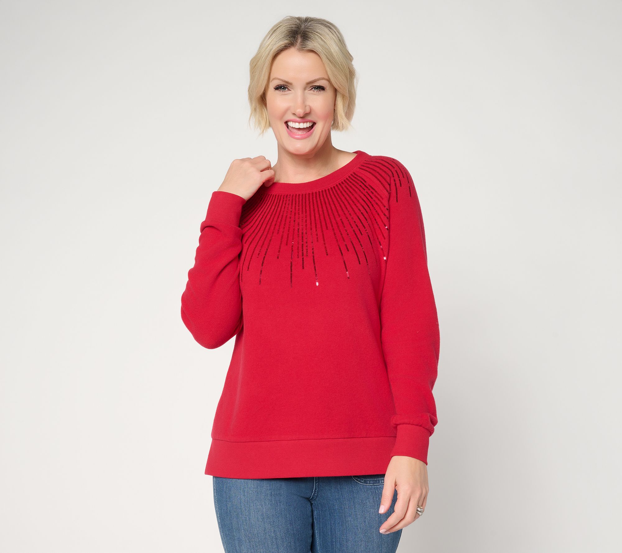 Jingle Belles by Kim Gravel Starburst Sequin Knit Top