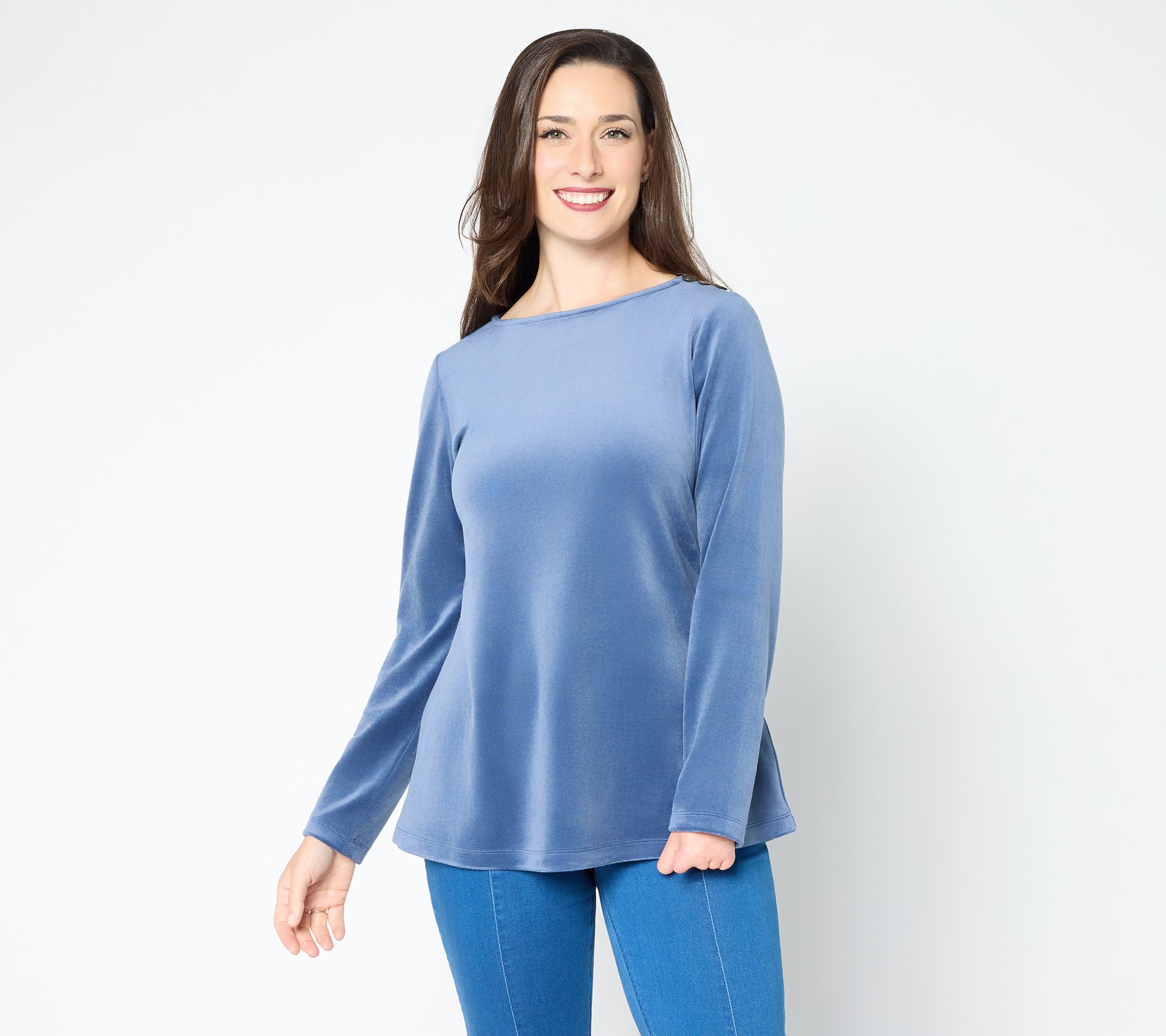 Susan Graver Plush Knit Bateau Neck Top