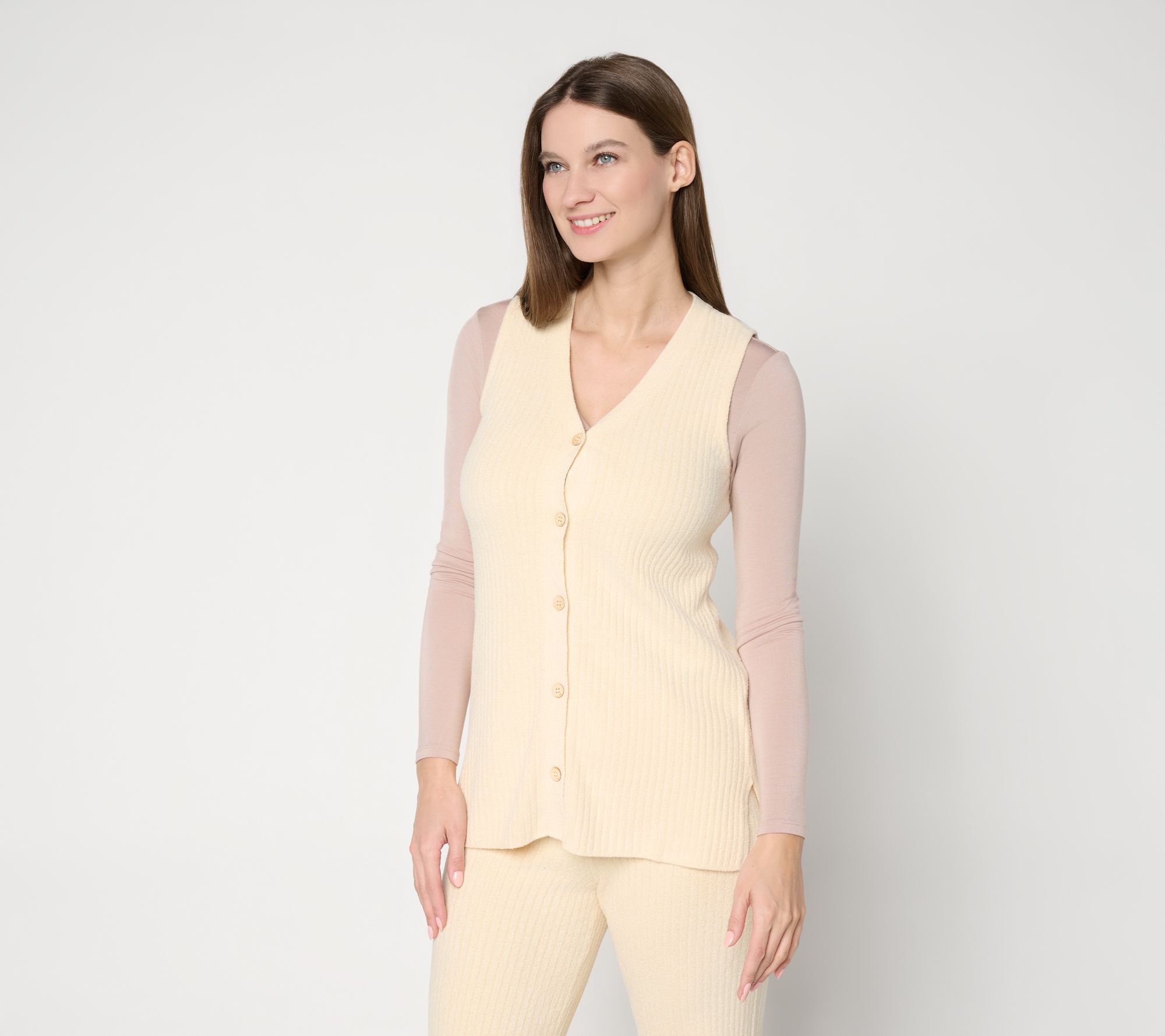  Barefoot Dreams CozyChic_Ultra Lite Button Down Sleeveless Tunic