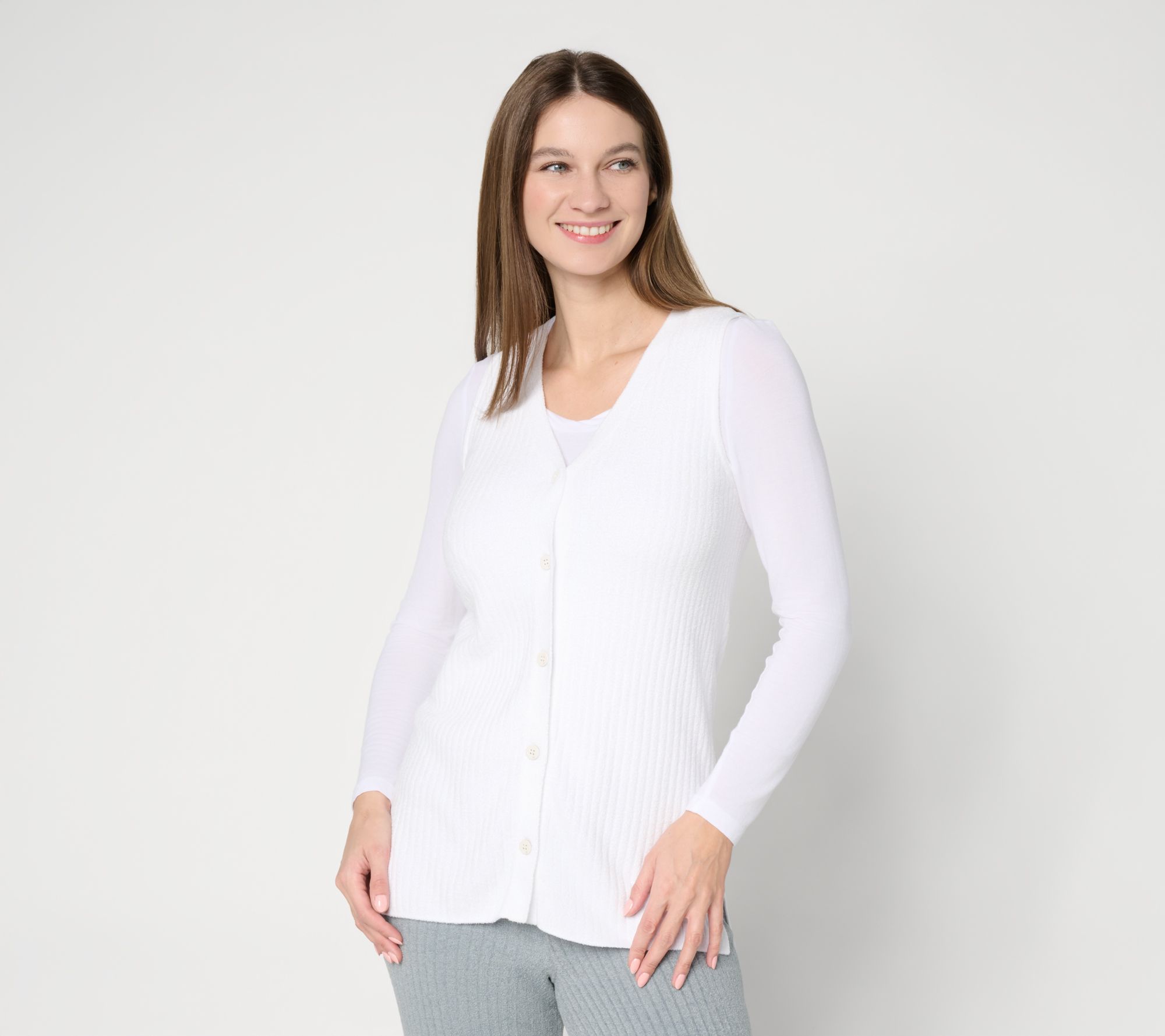 Barefoot Dreams CozyChic_Ultra Lite Button Down Sleeveless Tunic