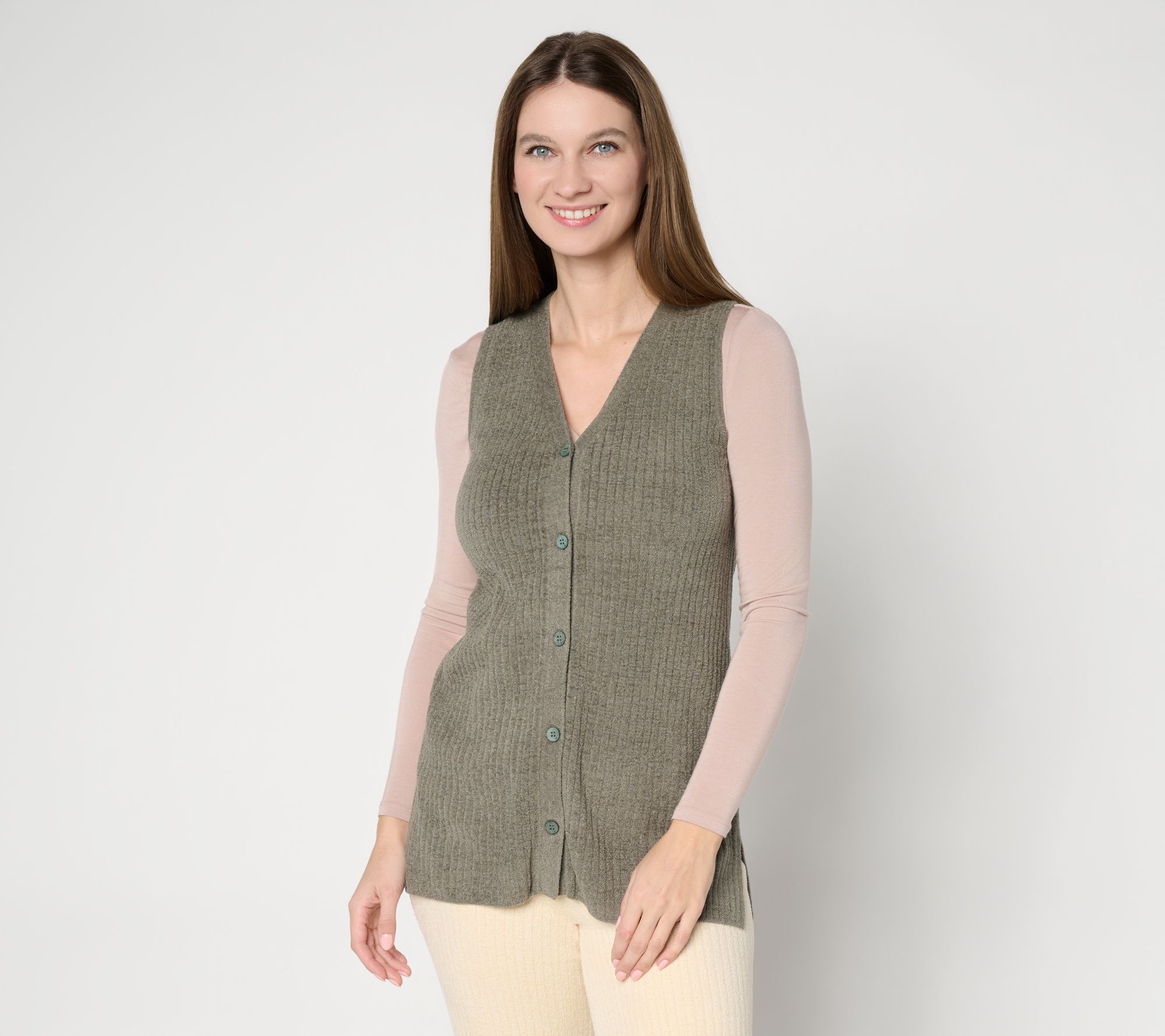 Barefoot Dreams CozyChic_Ultra Lite Button Down Sleeveless Tunic