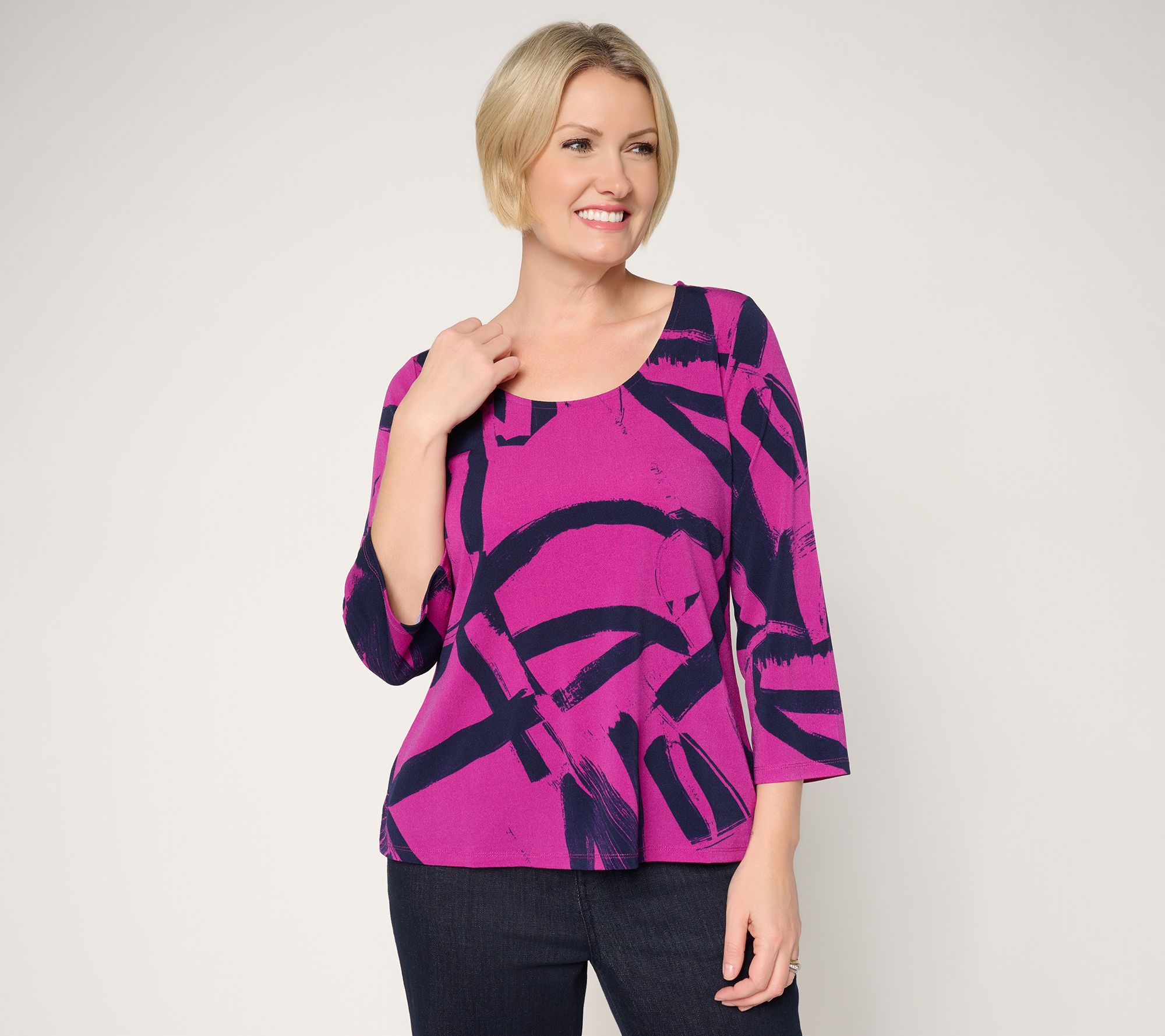 Attitudes by Renee Printed Moss Crepe Top