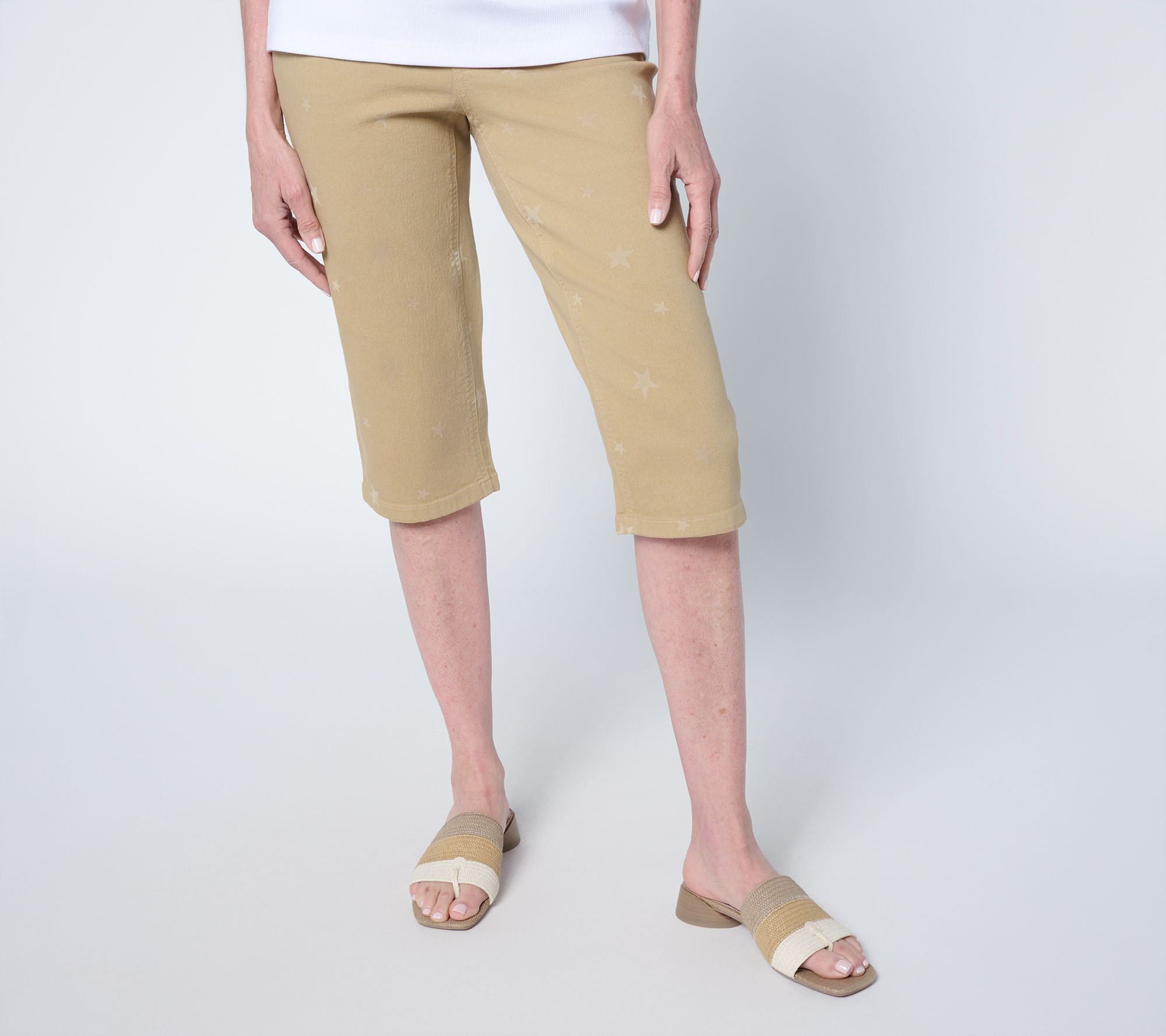 "As Is" Denim & Co. Reg Color Classic Stretch Star Print Skimmer