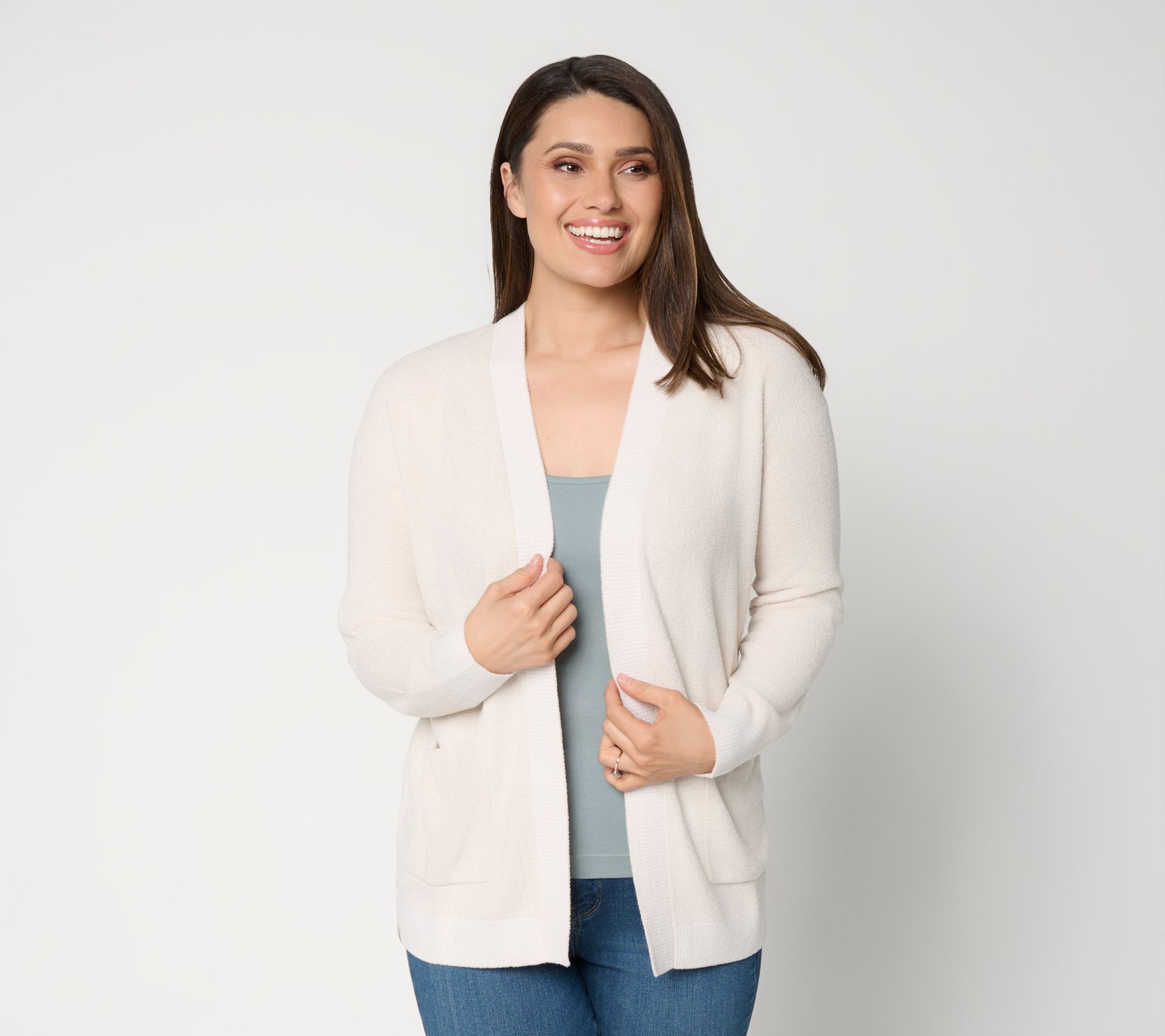 Barefoot Dreams CozyChic Ultra Lite Heathered Rib Trim Cardigan