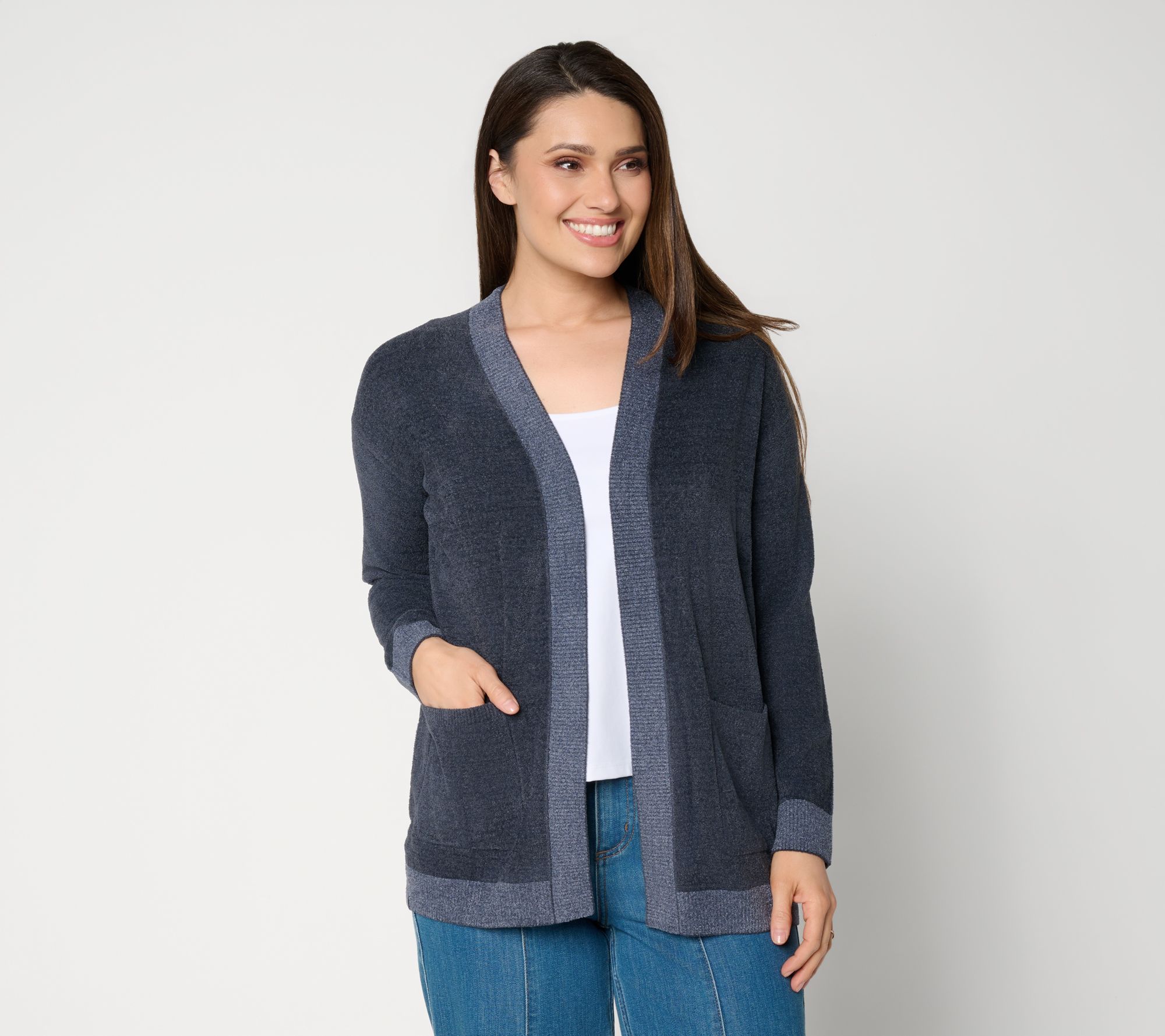 Barefoot Dreams CozyChic Ultra Lite Heathered Rib Trim Cardigan