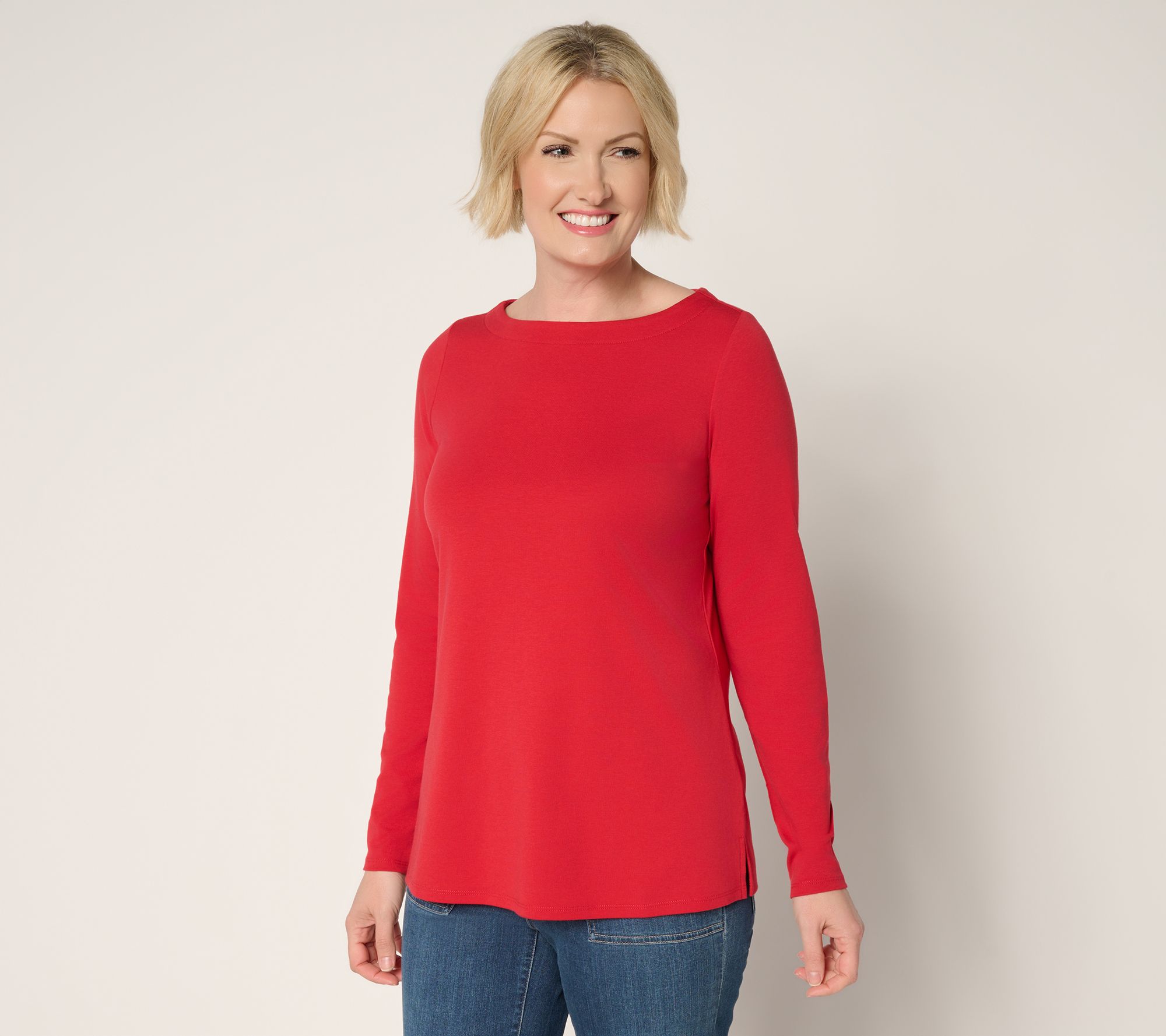 "As Is" Belle by Kim Gravel TripleLuxe Knit Bateau Long Sleeve Top