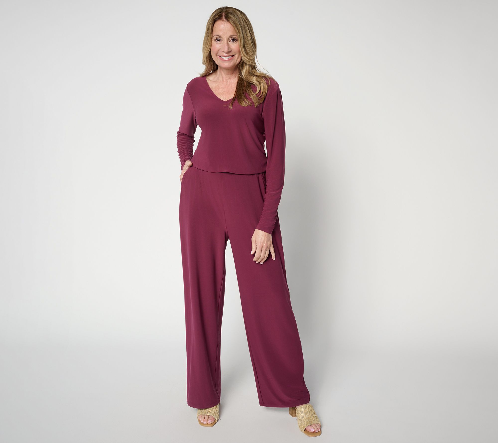 "As Is" Attitudes by Renee Regular La Roma Jersey V-Neck Jumpsuit