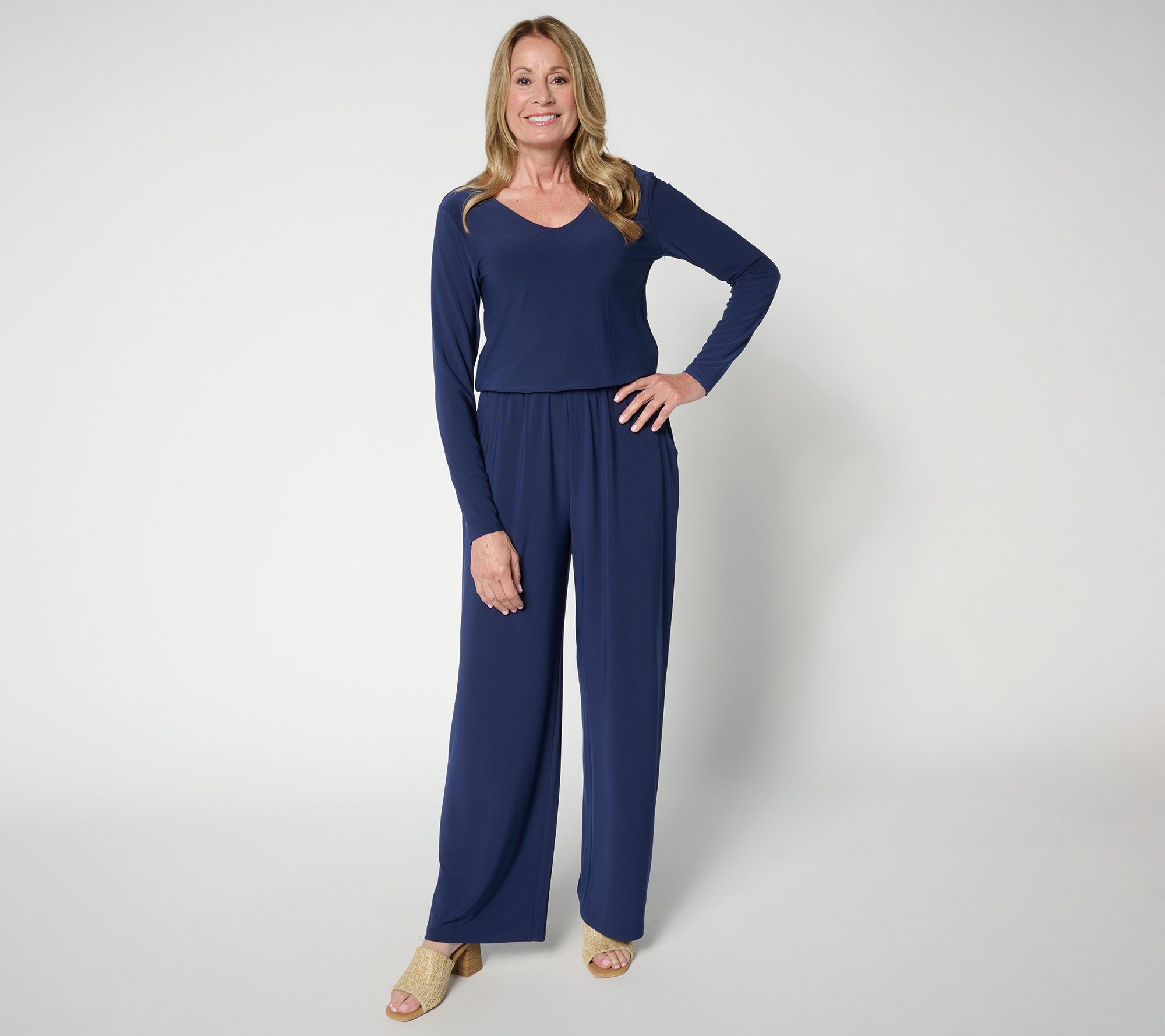 "As Is" Attitudes by Renee Regular La Roma Jersey V-Neck Jumpsuit