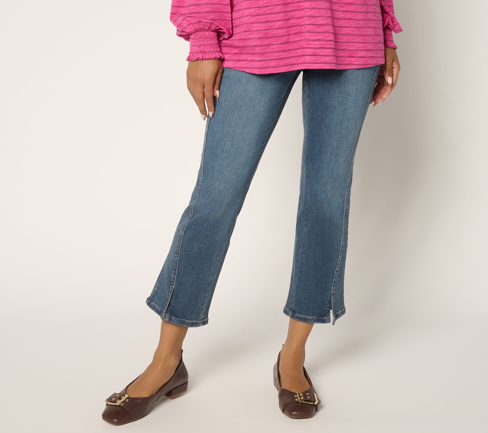 "As Is" Belle by Kim Gravel Tall TripleLuxe Denim Seamed Kick Flare Crop