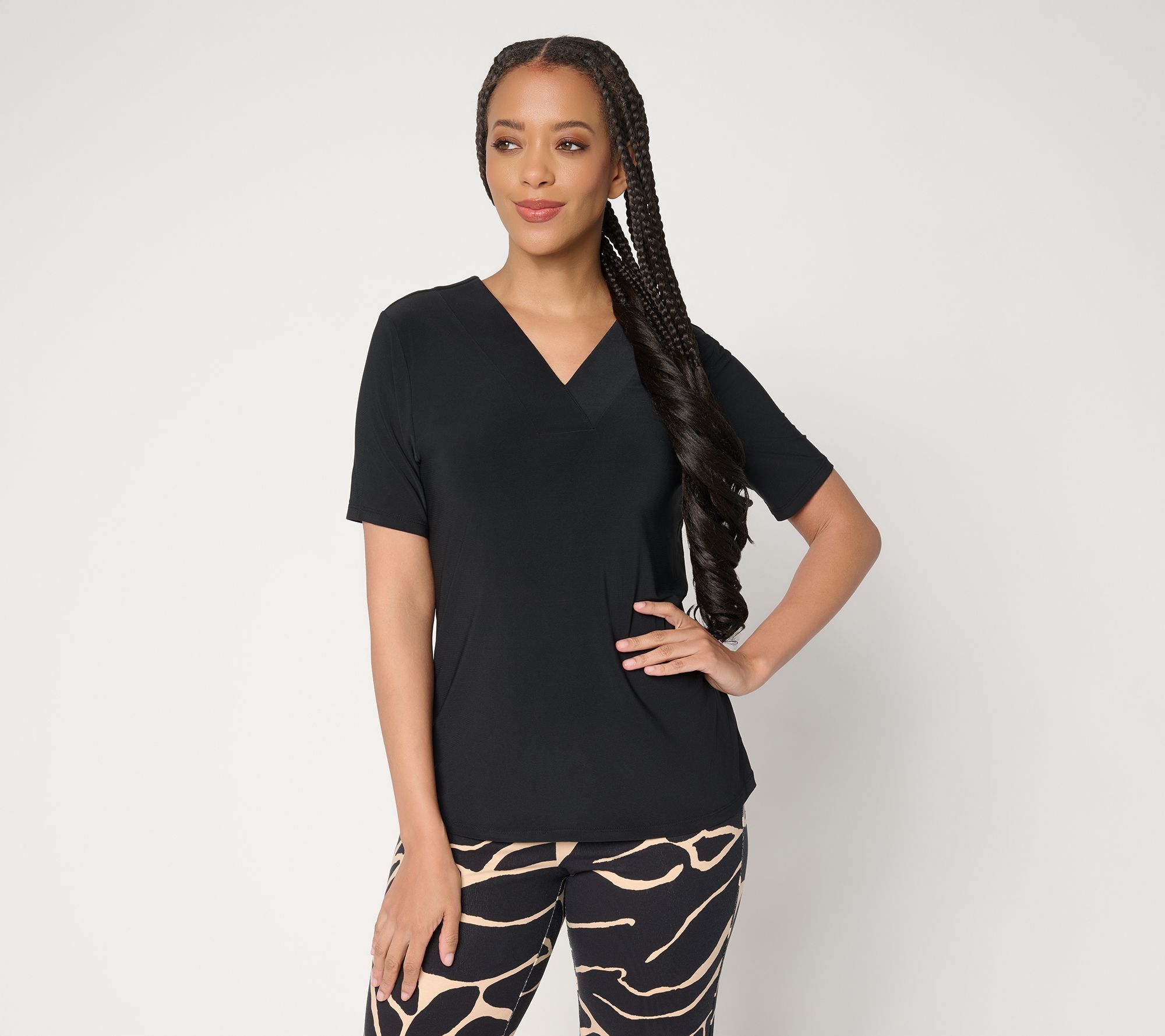 Attitudes by Renee Como Jersey Reversible Neckline Top
