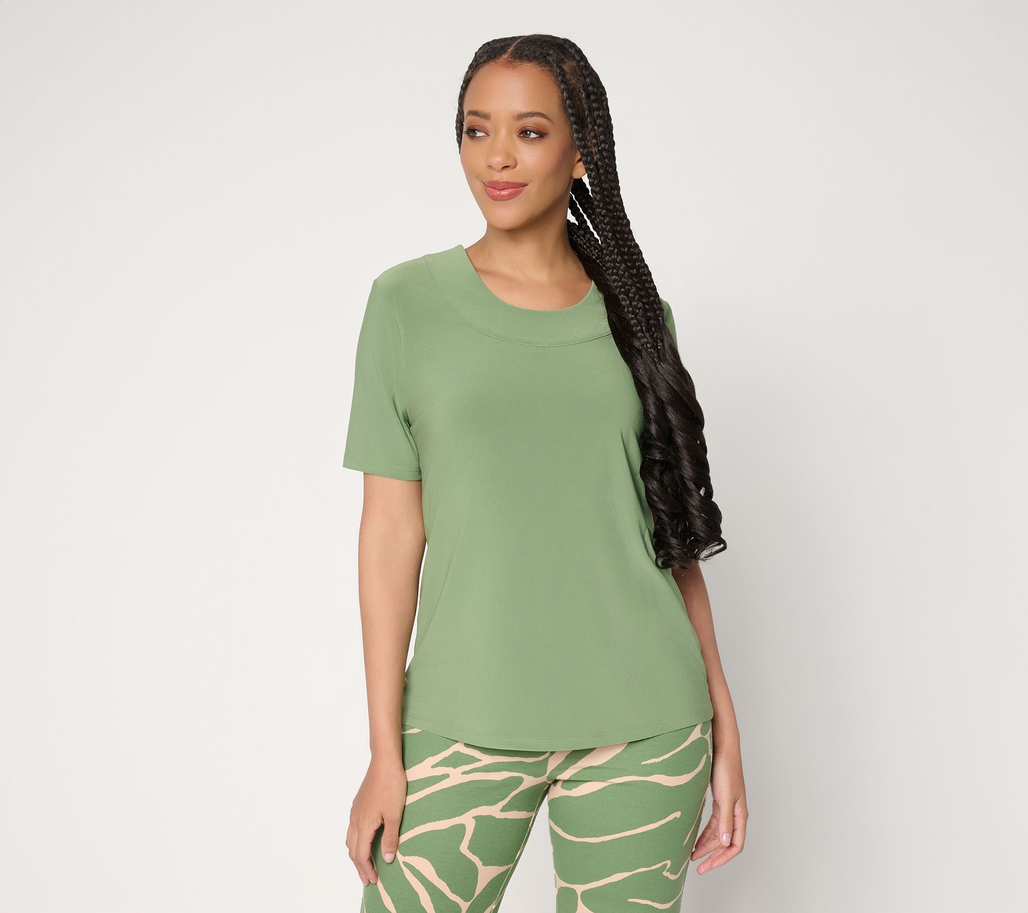 Attitudes by Renee Como Jersey Reversible Neckline Top