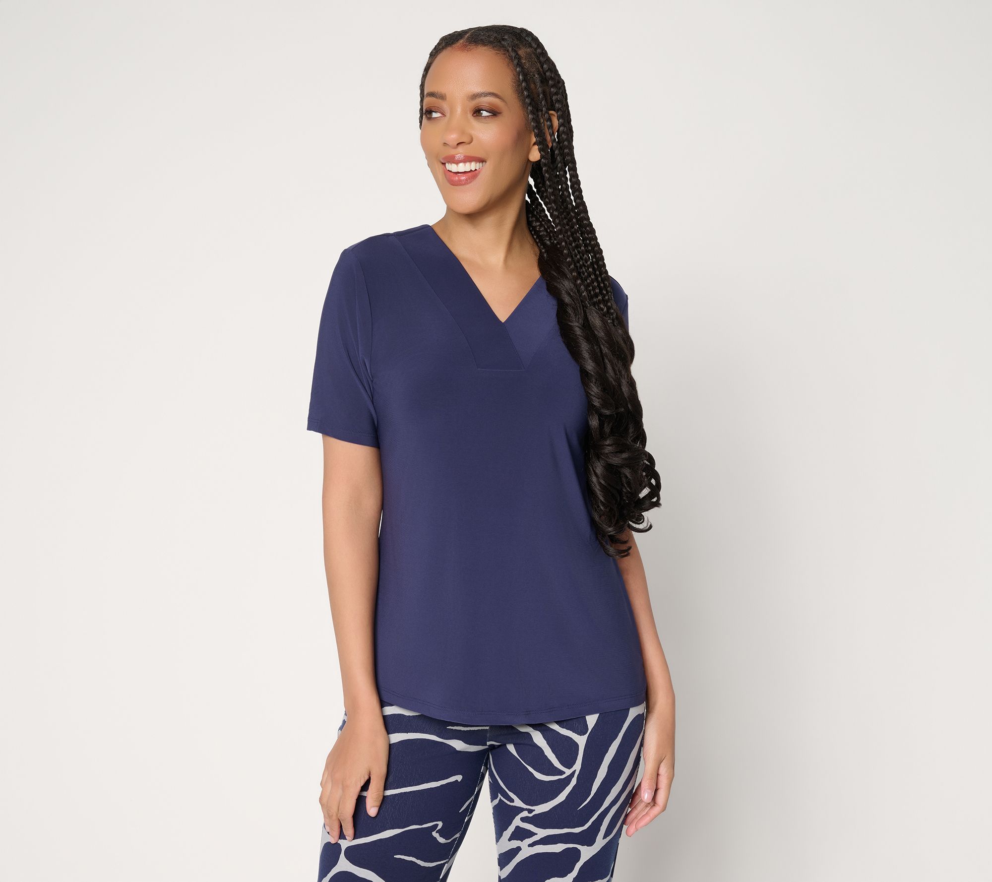 Attitudes by Renee Como Jersey Reversible Neckline Top