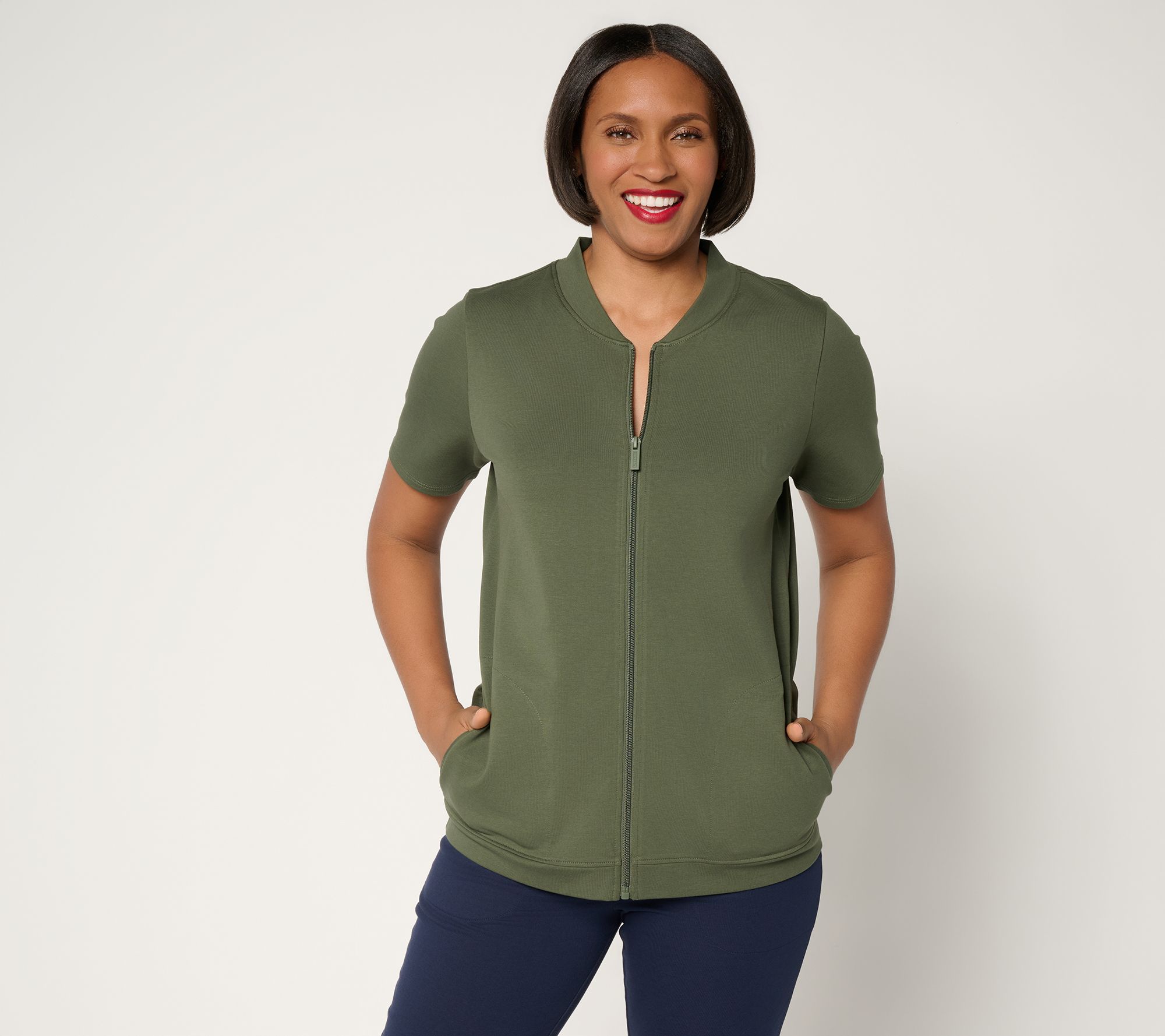 Denim & Co. Active French Terry Short Sleeve Jacket