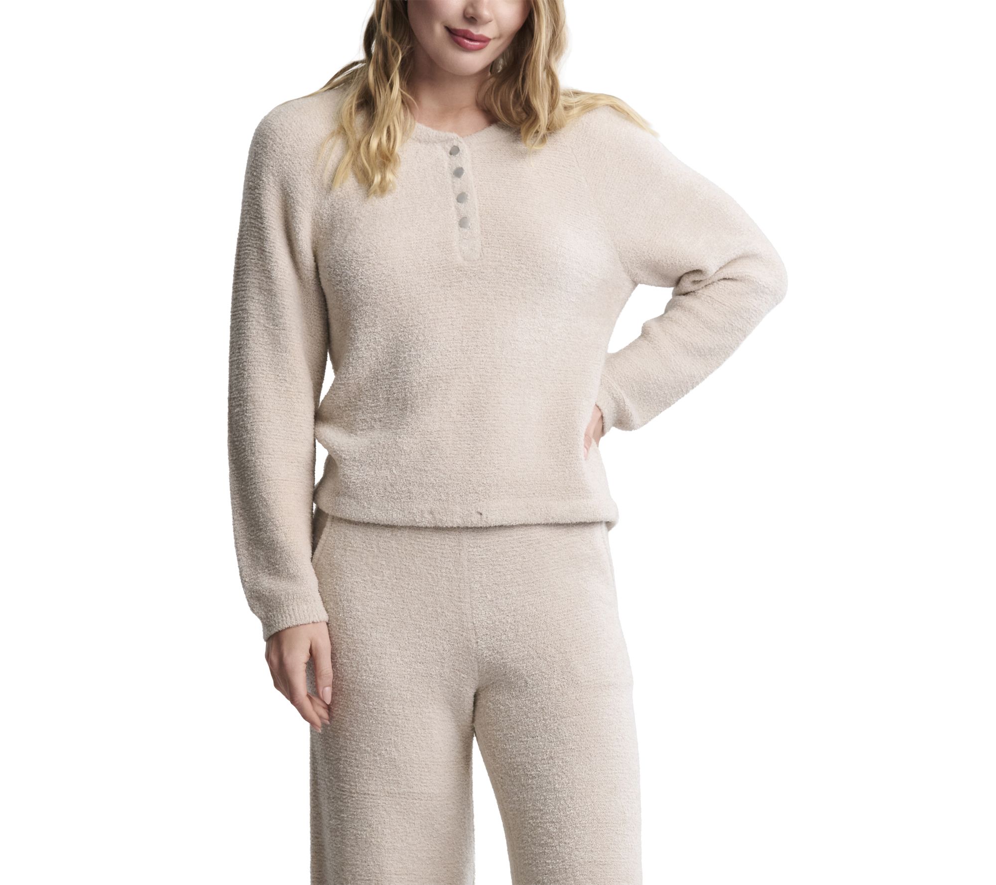 Barefoot Dreams CozyChic Lite Textured Raglan Sleeve Henley