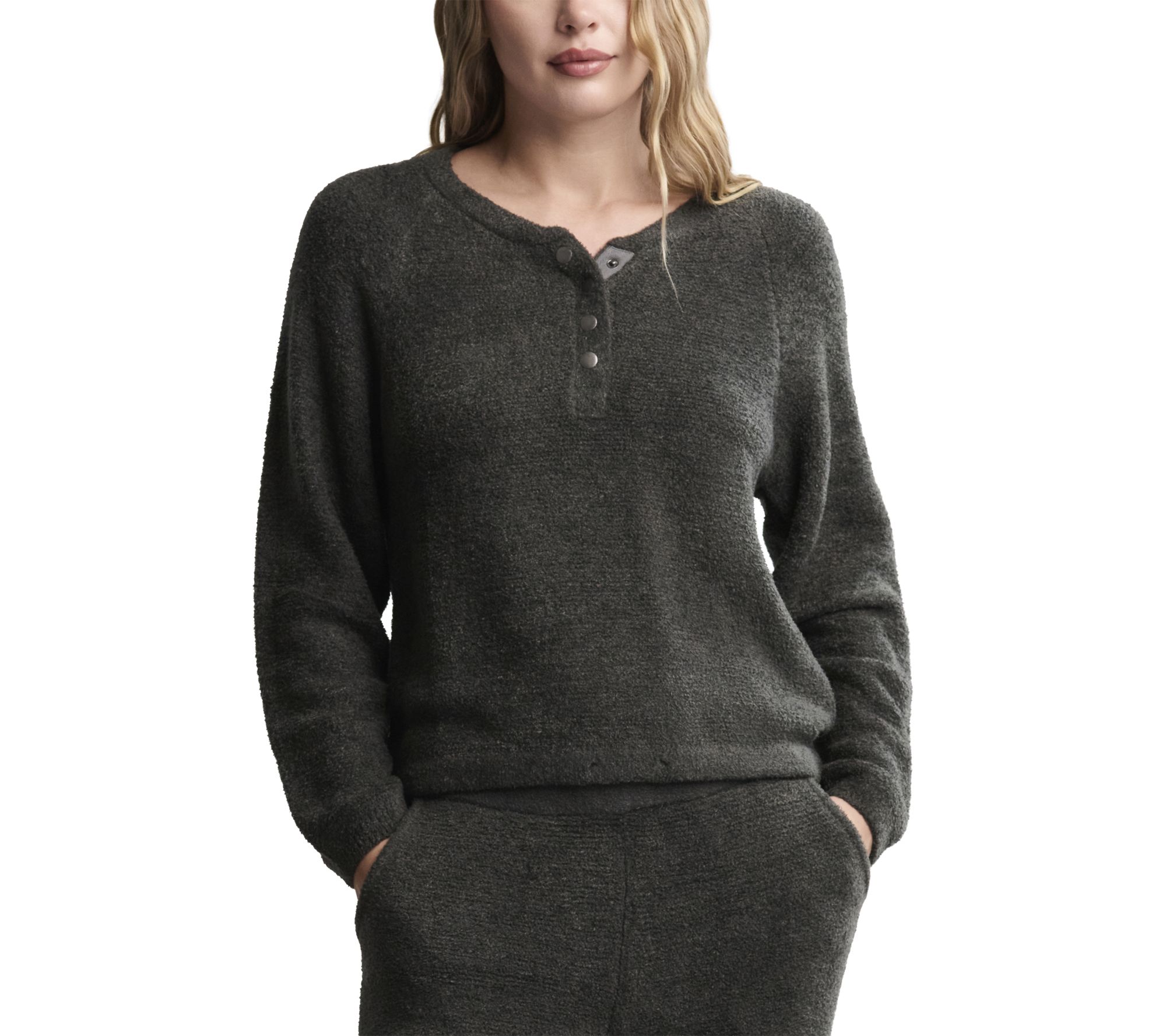 Barefoot Dreams CozyChic Lite Textured Raglan Sleeve Henley