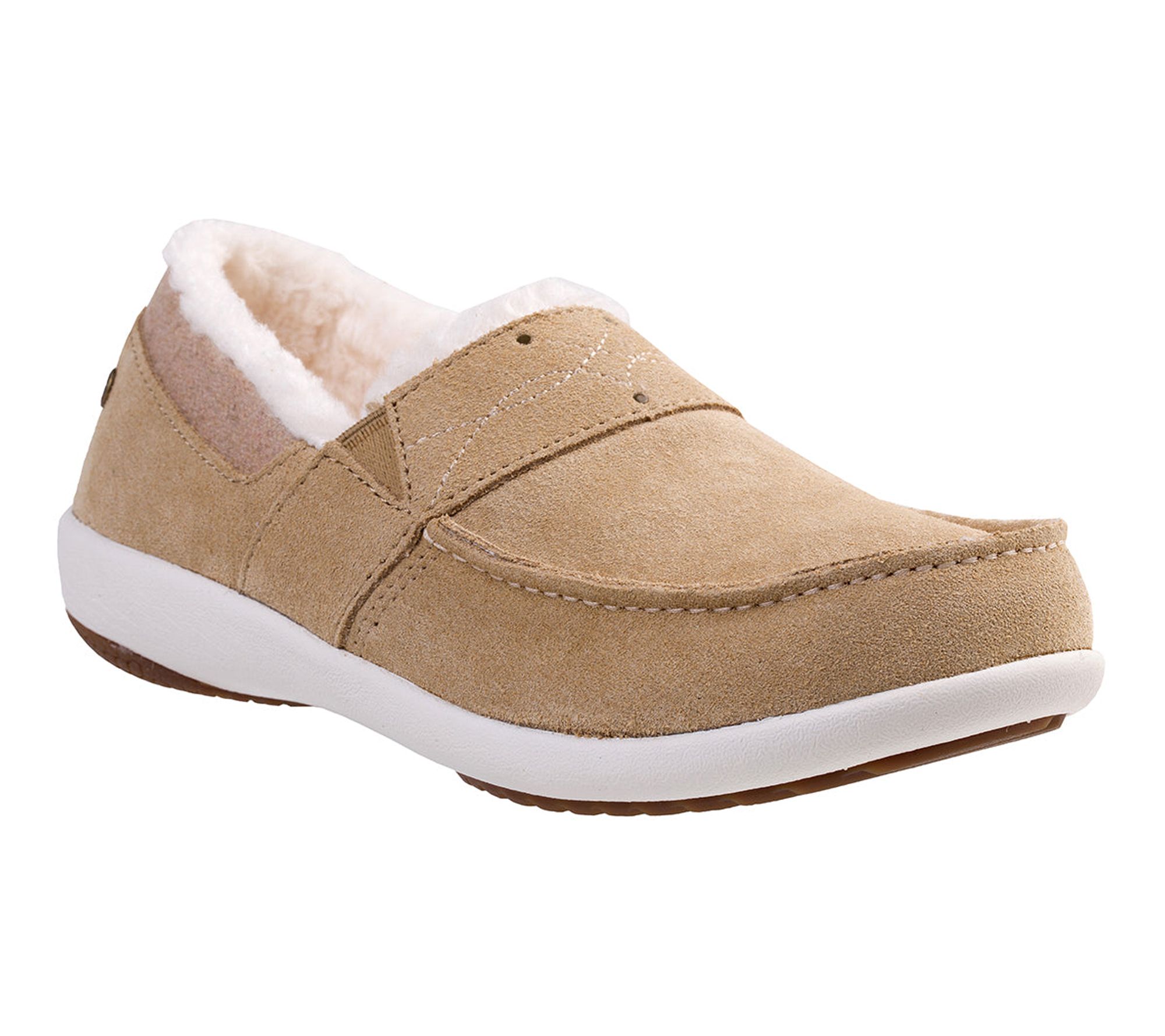 Spenco Orthotic Suede Faux Fur Lined Slip-Ons -Fiesta Cozier