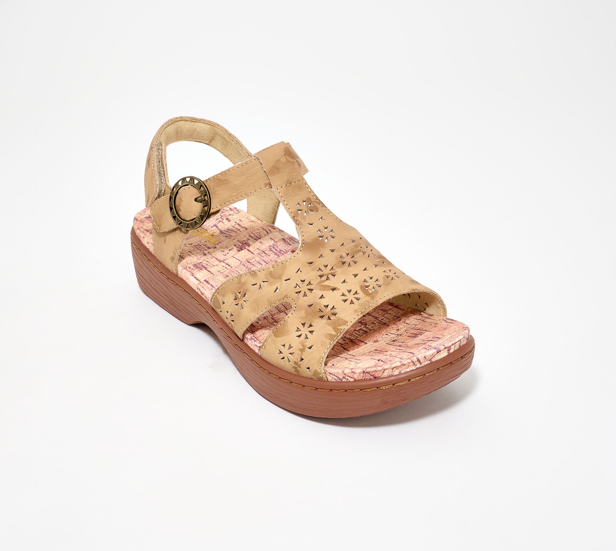 Alegria Leather Adjustable T-Strap Sandals - Samantha