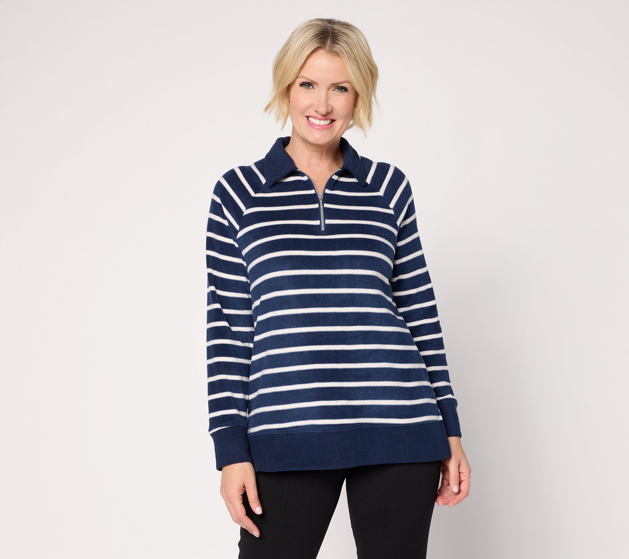 "As Is" Cuddl Duds Fleecewear with Stretch Collared Zip Up