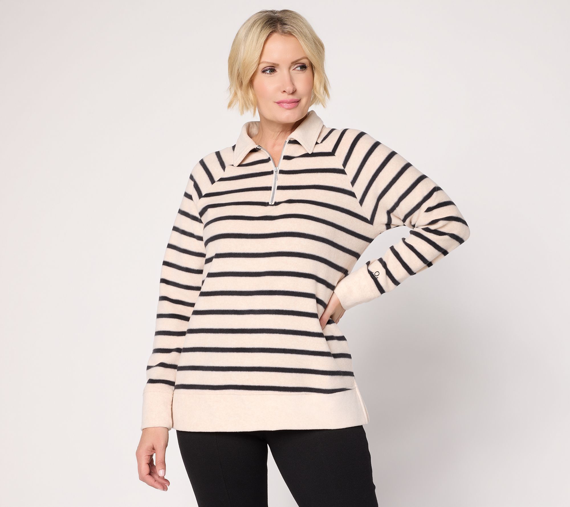 "As Is" Cuddl Duds Fleecewear with Stretch Collared Zip Up