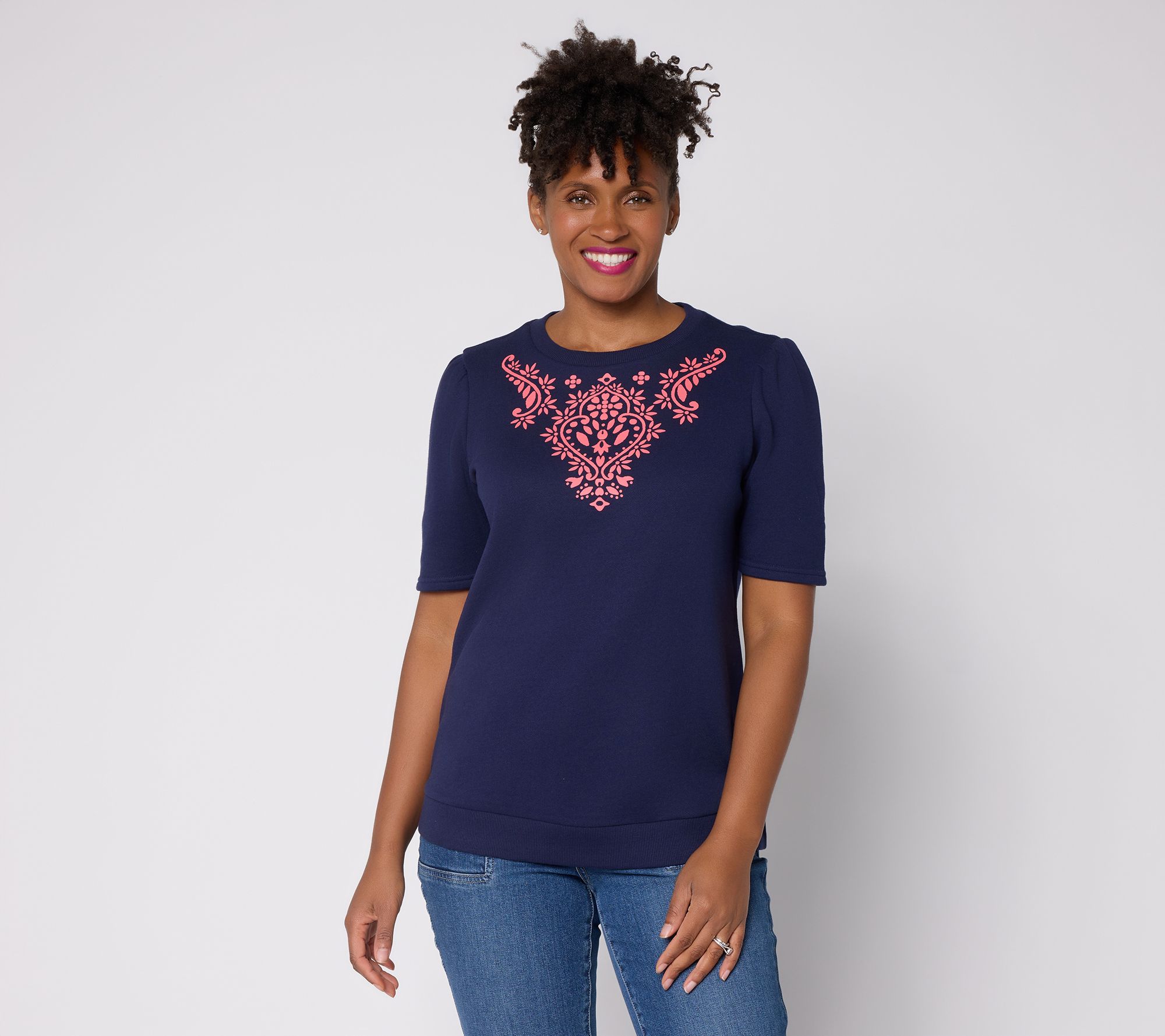 Studio Park x Mary DeAngelis Terry Placed Print Short Sleeve Crewneck