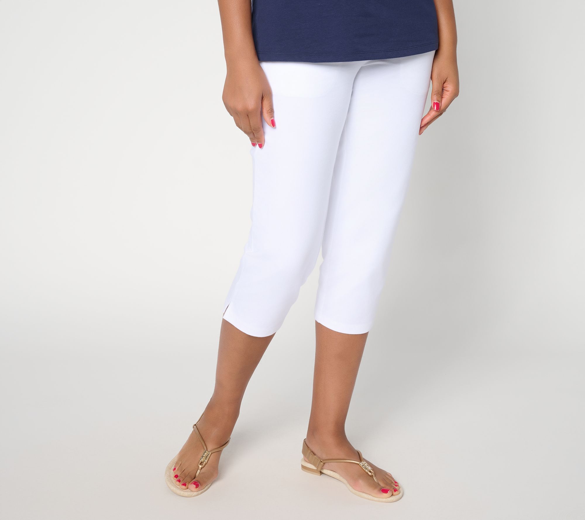 "As Is" Denim & Co. Tall Duo Stretch Capri Pants with Pockets