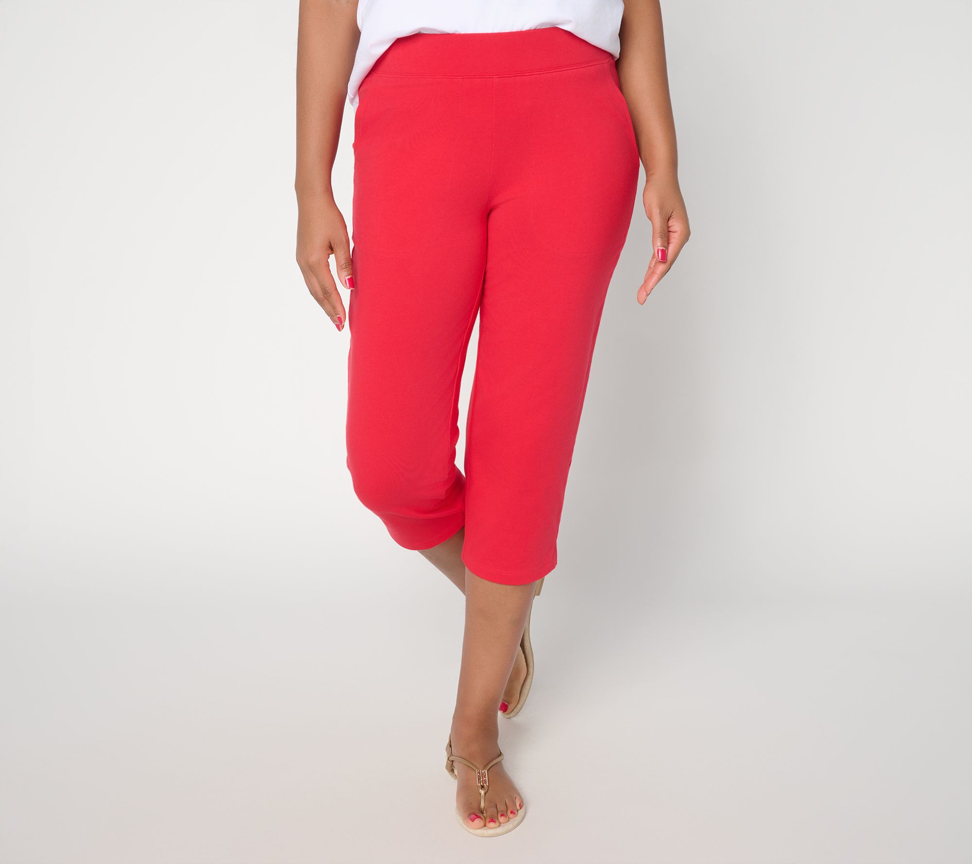 "As Is" Denim & Co. Tall Duo Stretch Capri Pants with Pockets