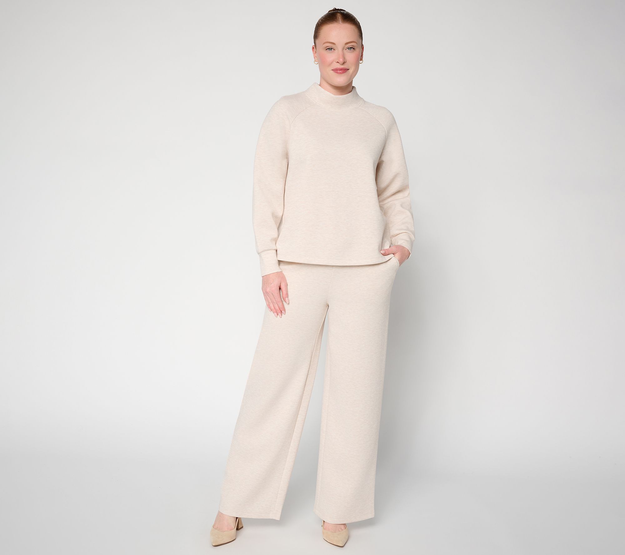 Susan Graver Weekend Petite Serene Knit Top and Pant Set