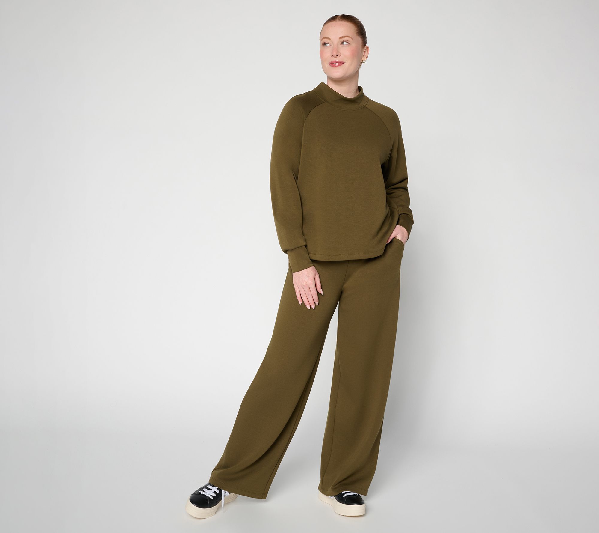 Susan Graver Weekend Petite Serene Knit Top and Pleated