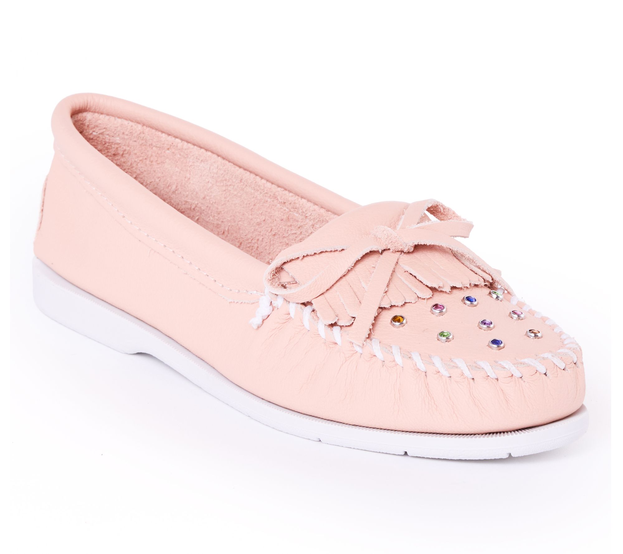 Minnetonka Women's Rhinestone Leather Moccasins