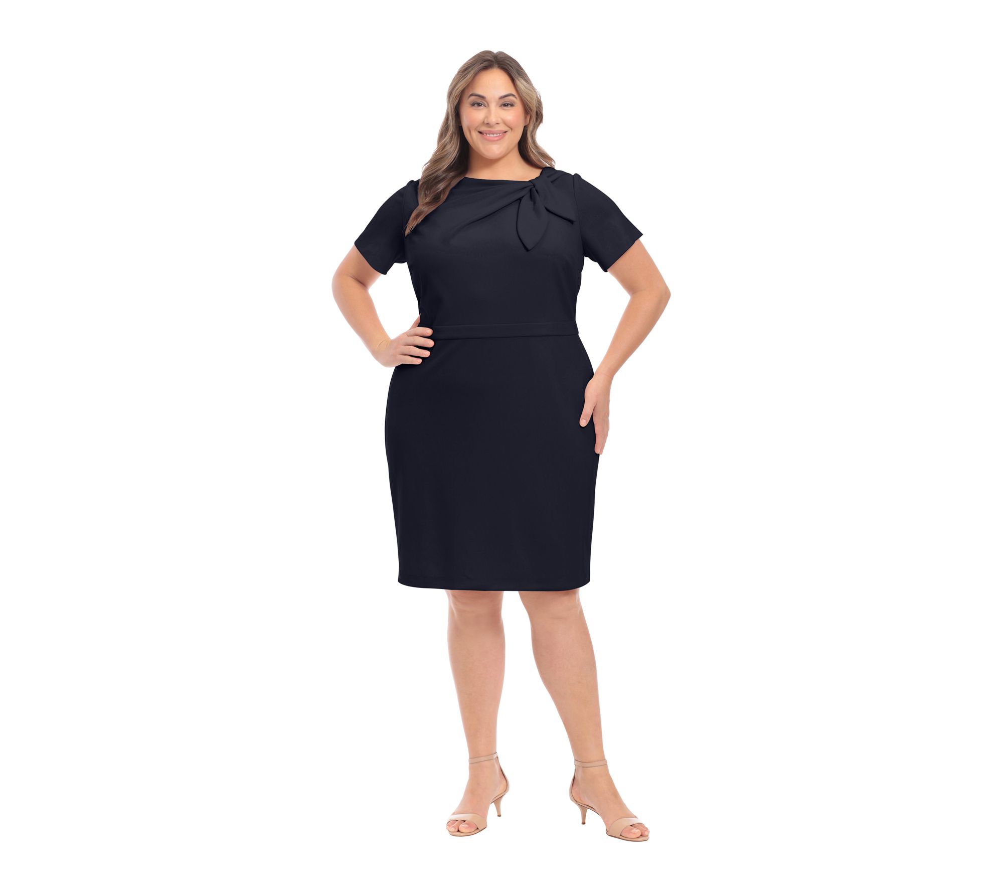 London Times Plus Side Tie Shift Dress