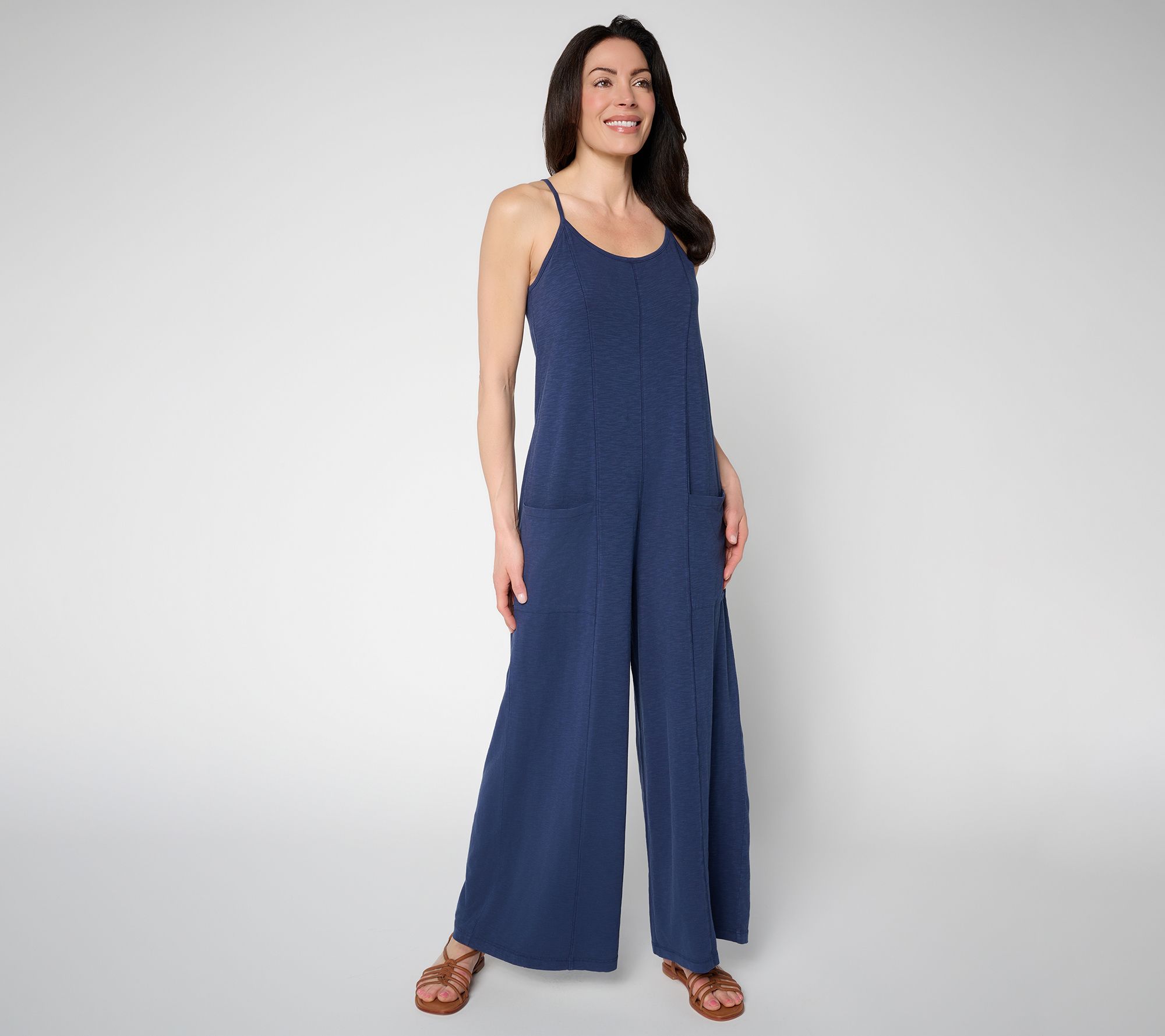 "As Is" AnyBody Reg Washed Cotton Jersey Jumpsuit