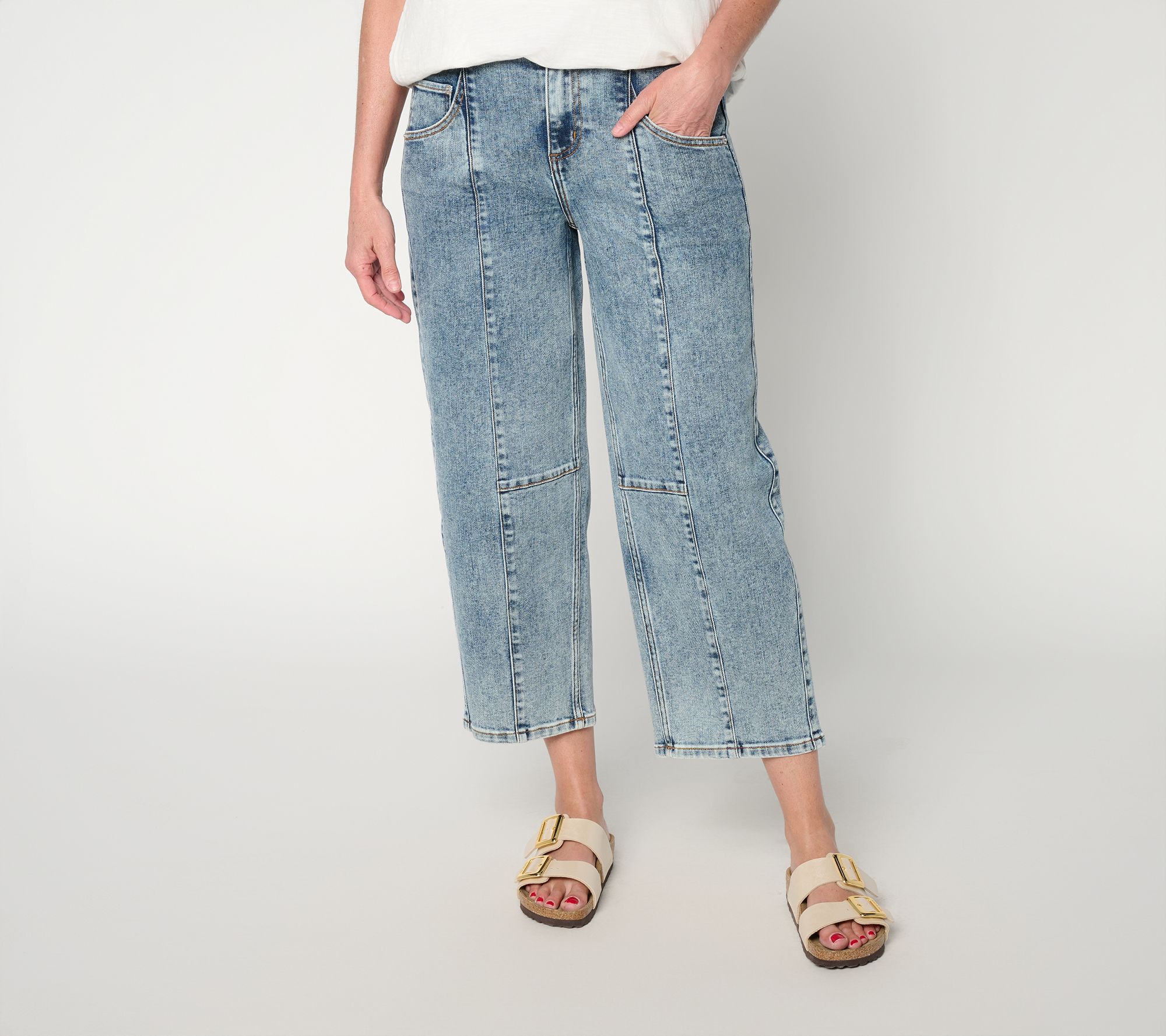 "As Is" LOGO by Lori Goldstein Petite Cropped Barrel Ankle Jeans