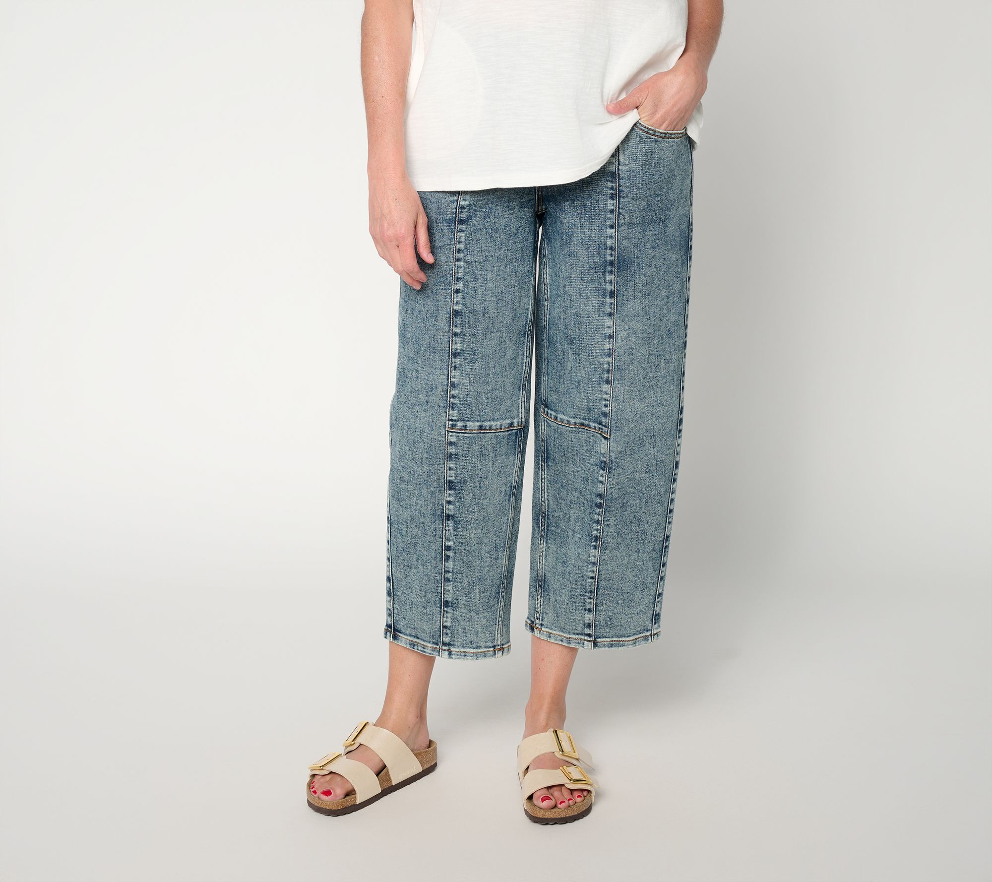 "As Is" LOGO by Lori Goldstein Petite Cropped Barrel Ankle Jeans