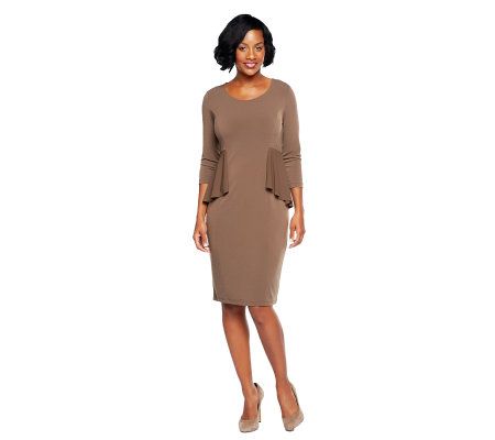 George Simonton Crystal Knit Dress with Draped Peplum - QVC.com
