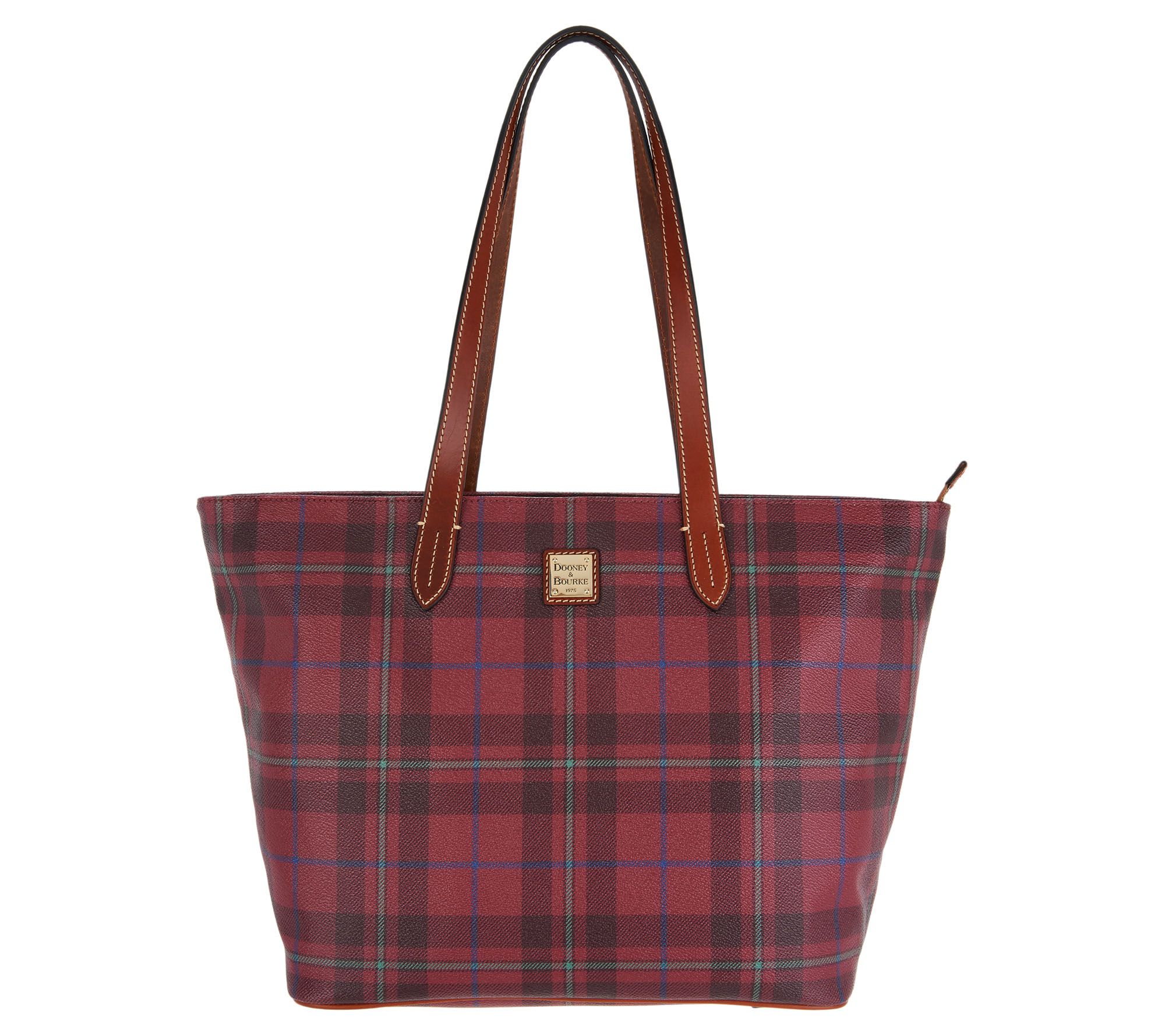 Dooney & Bourke Tiverton Plaid Large Zip Shopper Handbag - Page 1 — QVC.com