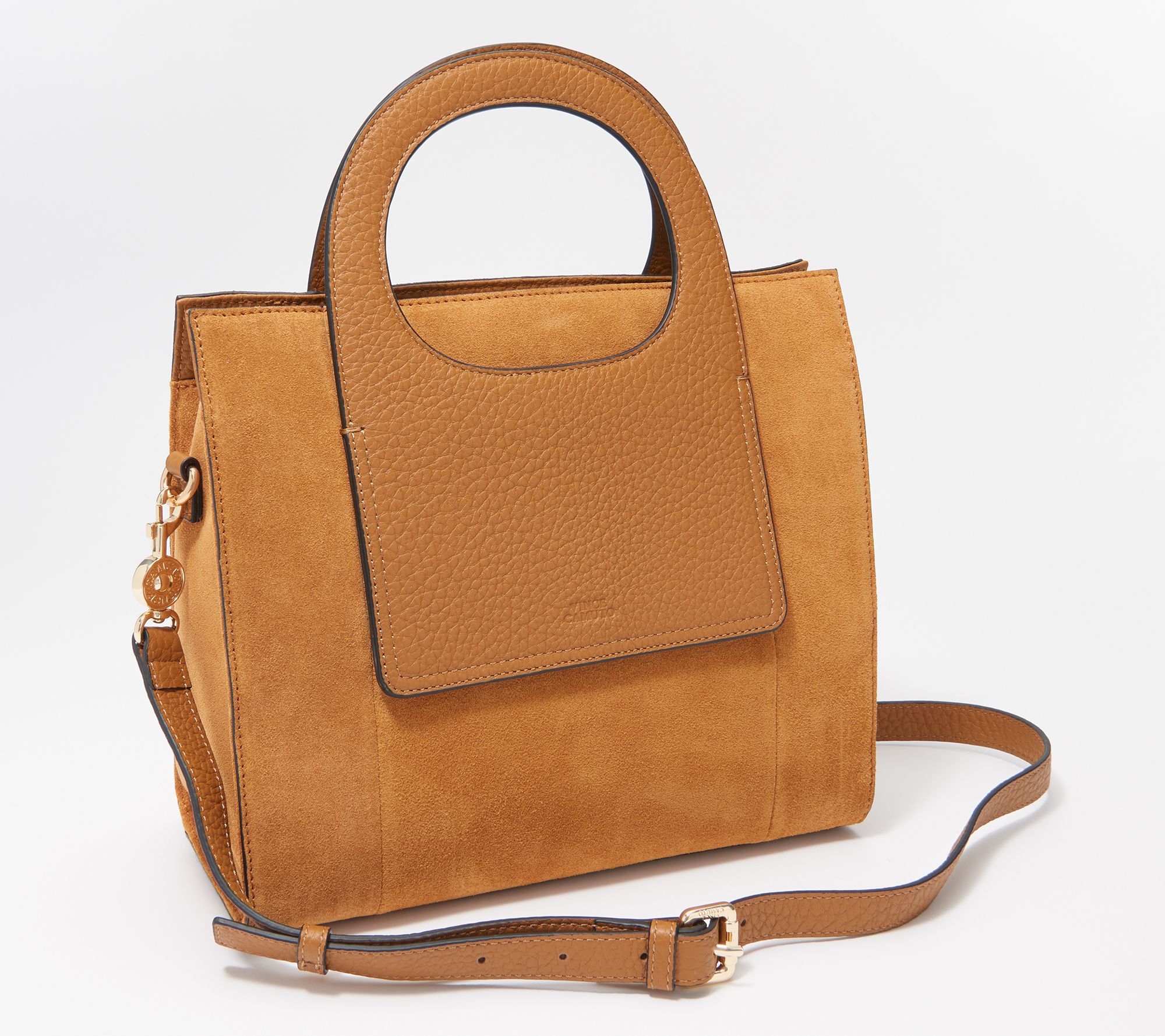 Vince Camuto Small Leather Tote with Crossbody Strap - Beck - QVC.com