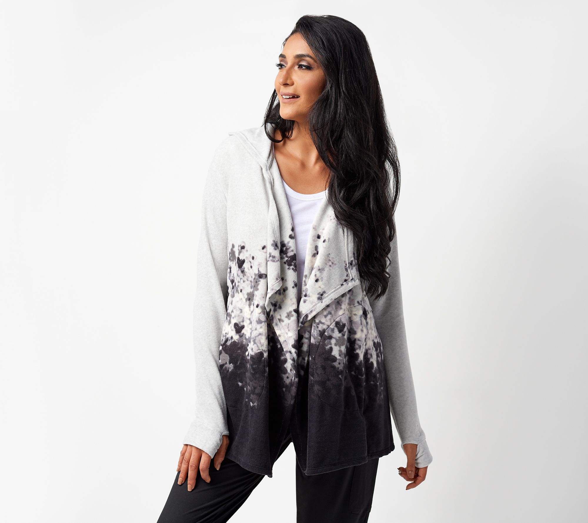 cuddl duds fleece hooded wrap cardigan