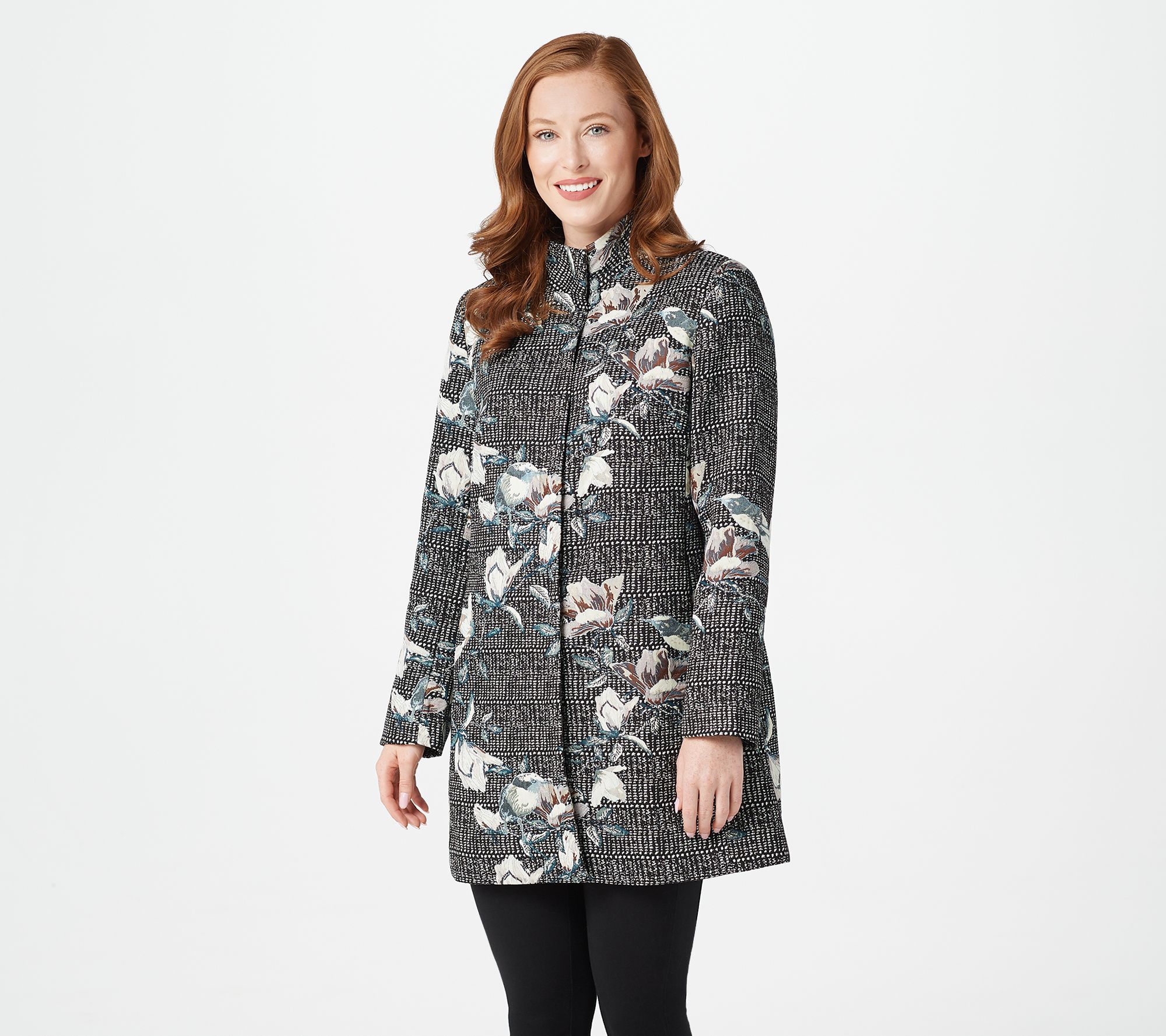 "As Is" Dennis Basso Madison Avenue Woven Brocade Snap Front Topper