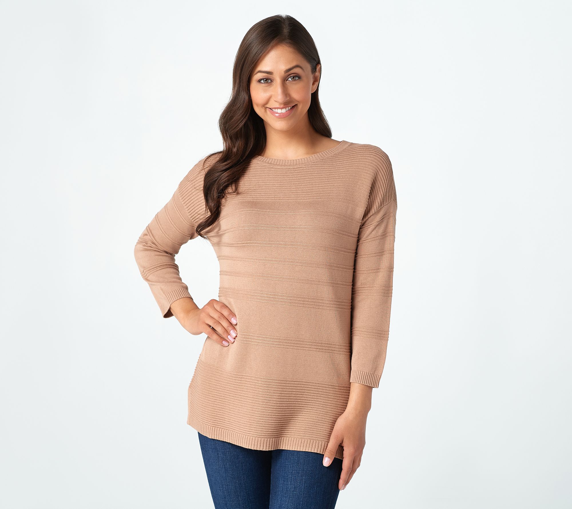 Isaac Mizrahi Live! Boatneck Striped Pullover Sweater