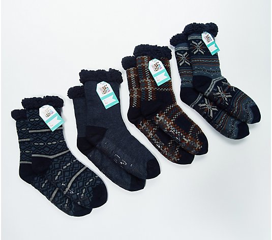 MUK LUKS Men's Shea Butter Cabin Socks Set of 4