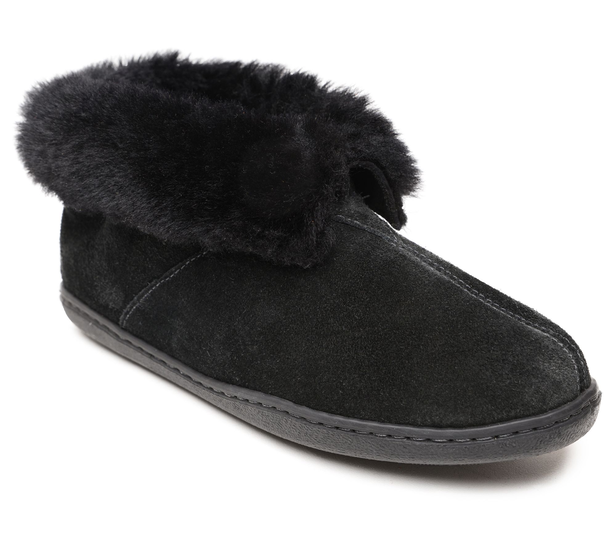 Minnetonka Women's Sheepskin Pull-On Gray AnkleBoot Slippers - QVC.com