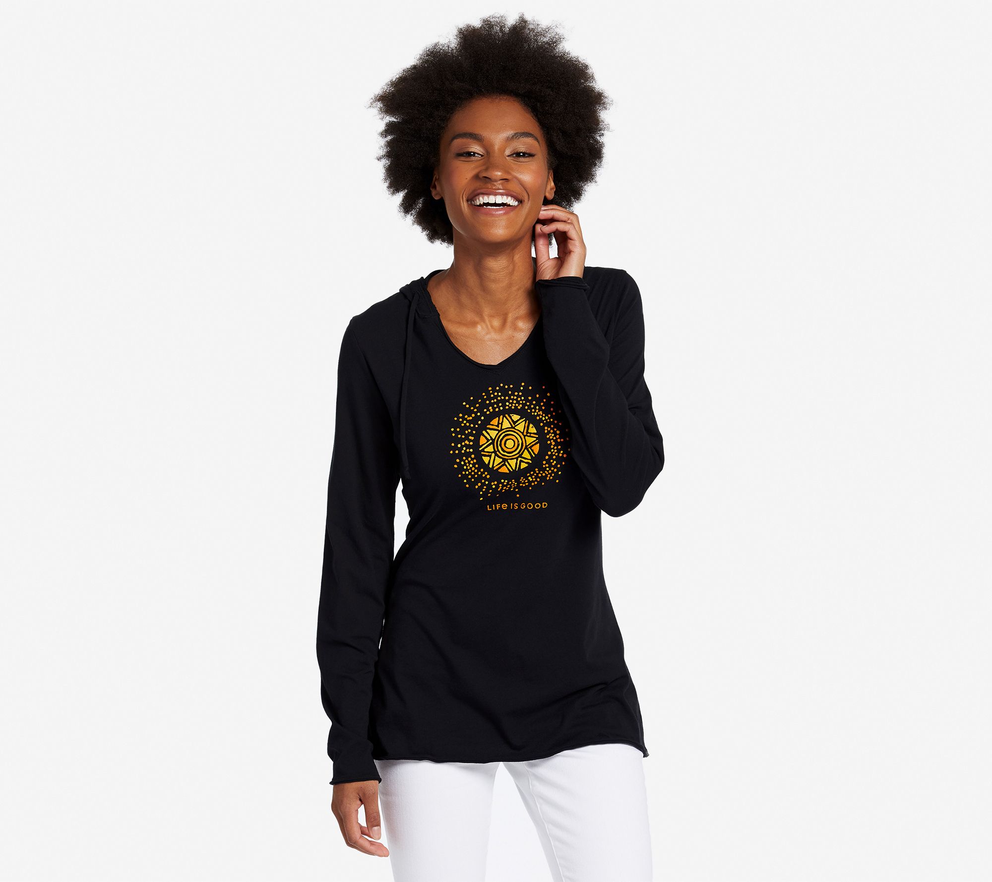 Life is Good Tribal Sun Hooded Smooth T Shirt QVC