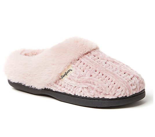 Dearfoams Marled Cable Knit Chenille Clog Slippers