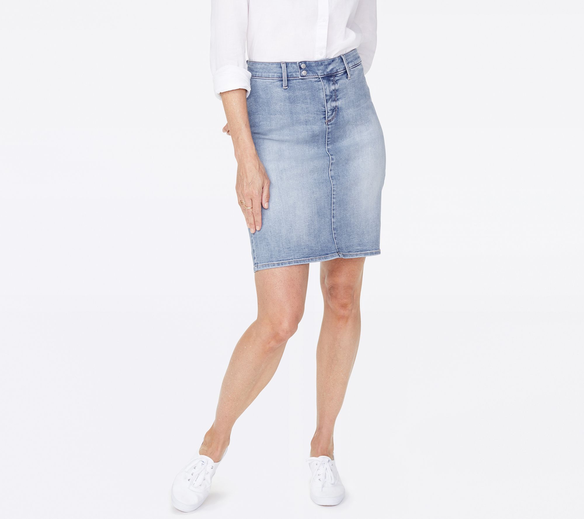 NYDJ Denim Skirt with Double Snap Waistband - QVC.com