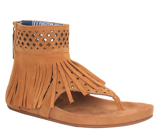 Dingo Fringed Leather Thong Sandals - Heat Wave