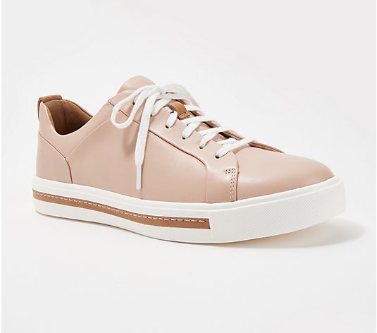 As Is" Clarks Unstructured Leather Casual Sneakers Maui Lace QVC.com