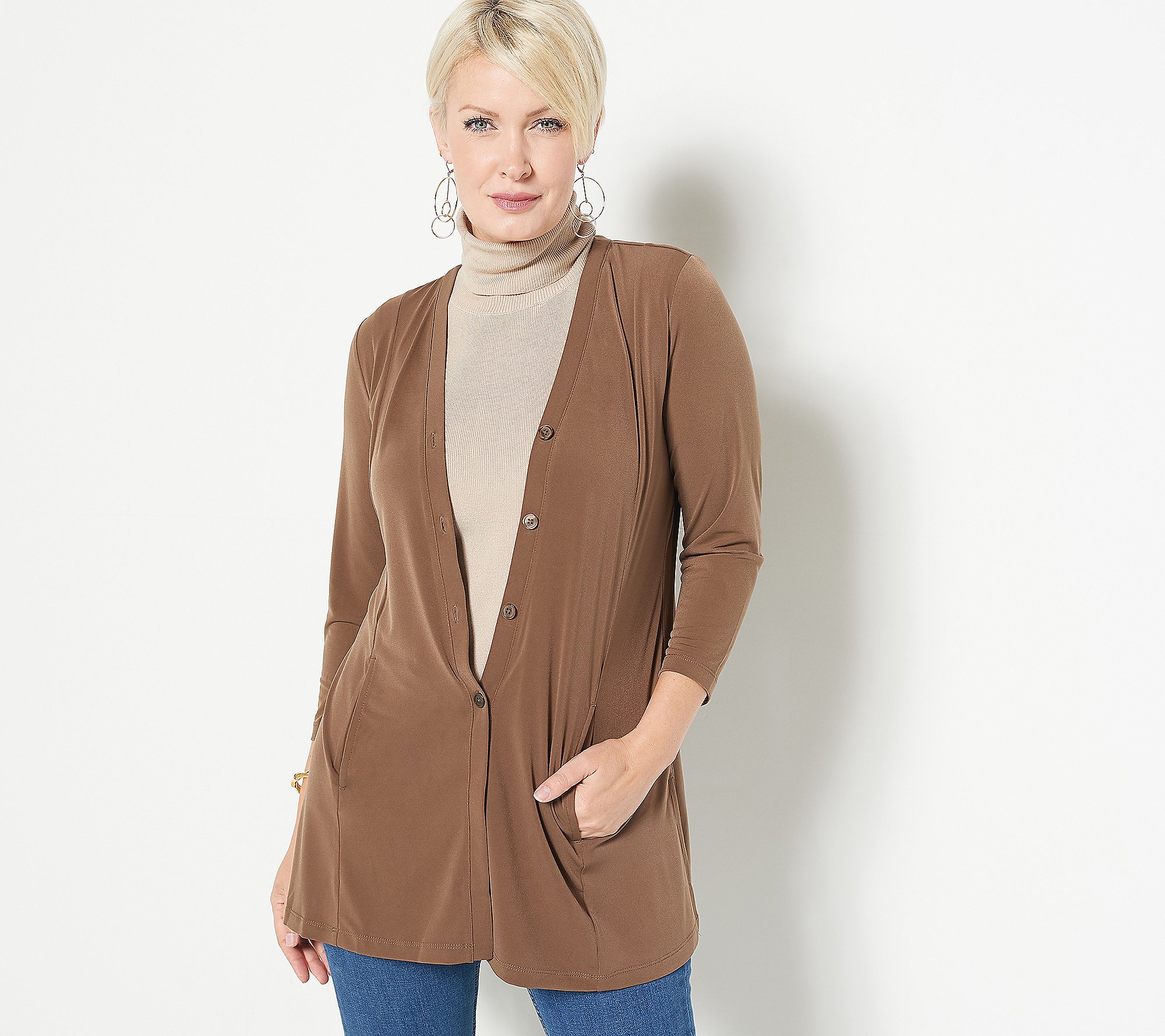 TOPUNDER Solid Open Front Cardigan Long Sleeve Blazer Casual Jacket Coat Women