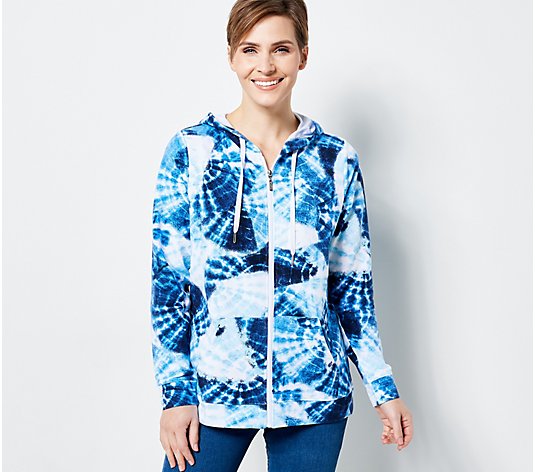 Denim & Co. Active Printed French Terry Zip Front Jacket