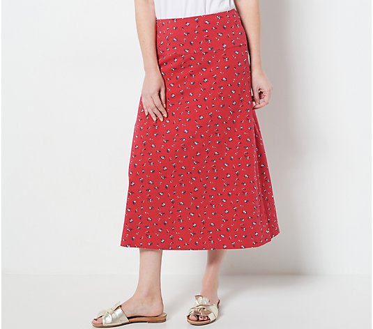 Denim & Co. Printed Jersey Pull-On Midi Skirt
