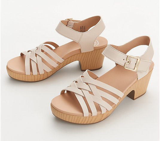 Dr. Scholl's Faux Wood Bottom Heeled Sandals -First of All